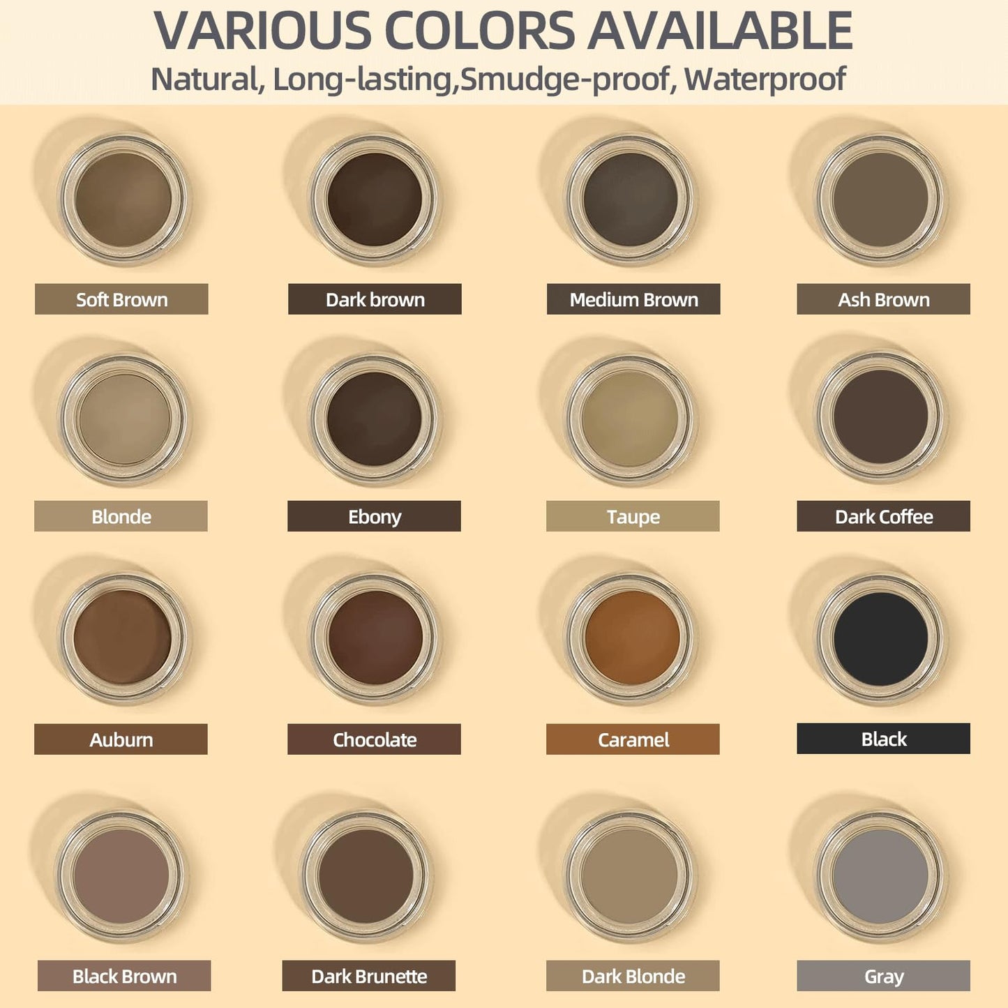 Eyebrow Pomade - Waterproof Brow Pomade for Long-lasting Results,Smudge Proof and Sweat Resistant Formula,Natural Eyebrow Makeup for All Skin Types and Tones - Black