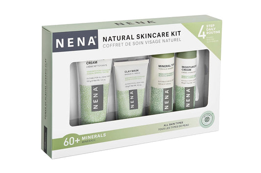 NENA Natural Skincare Kit | 4-Piece Daily Skin Essentials for Women & Men - for Dry, Oily, Normal and Sensitive Skin | EWG Verified, Cruelty Free & Vegan-Friendly