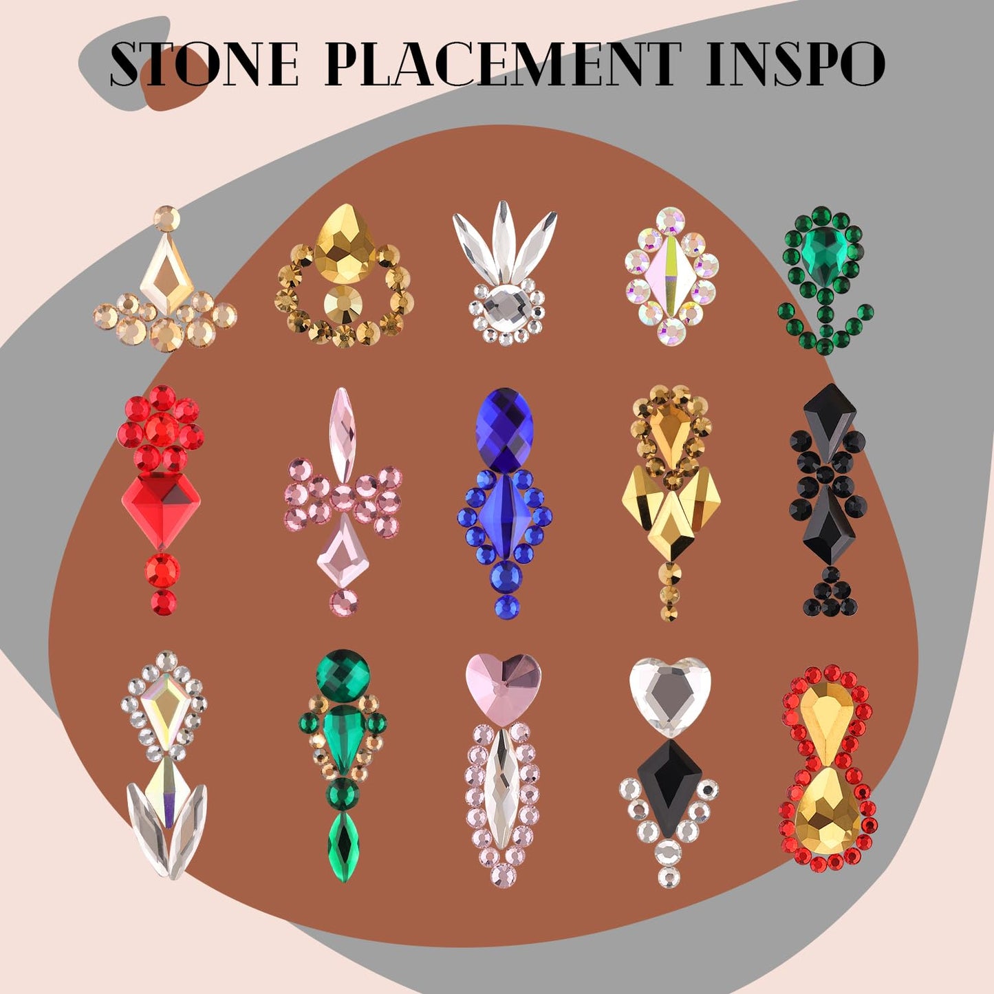 3220Pcs Mineral Gold Glass Nail Rhinestones 120Pcs Multi Shapes Flatback Nail Gems + 3100Pcs 1.5-4mm Round Crystal with Rhinestones Glue Gel, Manicure Nail Charms Diamond Gemstone for Nail Art