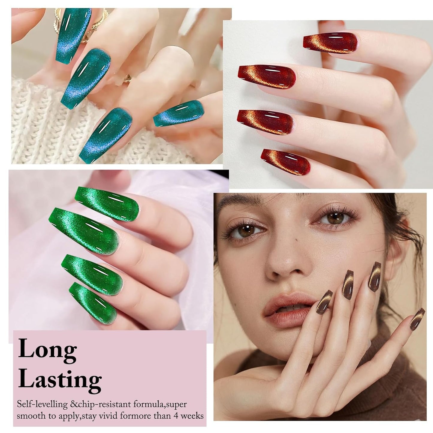 Cat Eye Gel Nail Polish with Magnet Stick, 15ml Glitter Holographic Nail Polish, Magnetic Effect Gel for Home DIY Manicure Gift, Ethereal Gray