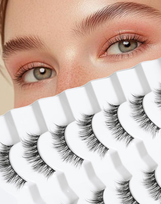 Natural Lashes Wispy Lashes Everyday Natural Look Flared Eyelashes False Eye Lashes Soft Fluffy Lashes False Eyelashes 7 Pairs D20
