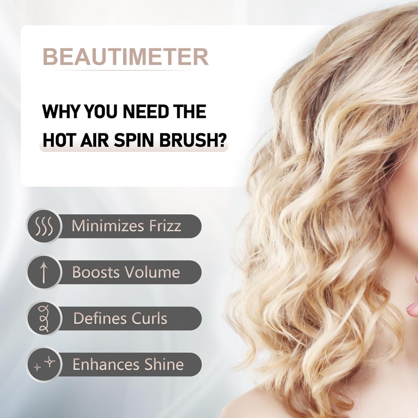 Beautimeter Hair Dryer Brush, Spinning Blow Dryer Brush for Smooth Blowouts, 3-in-1 Rotating Hot Air Brush Styler for Various Hair Styles