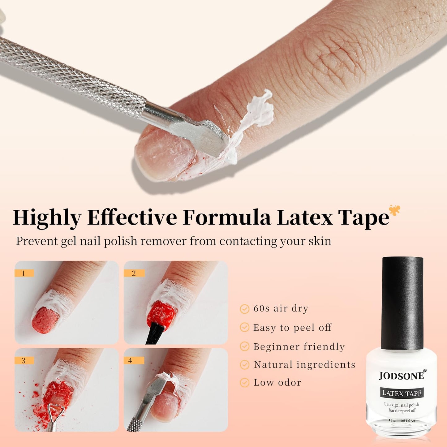 JODSONE Gel Nail Polish Remover Kit - Set with 15ml Gel Nail Polish Remover, Cuticle Oil and Latex Tape, and Complete Remover Manicure Tool Set, No Soaking