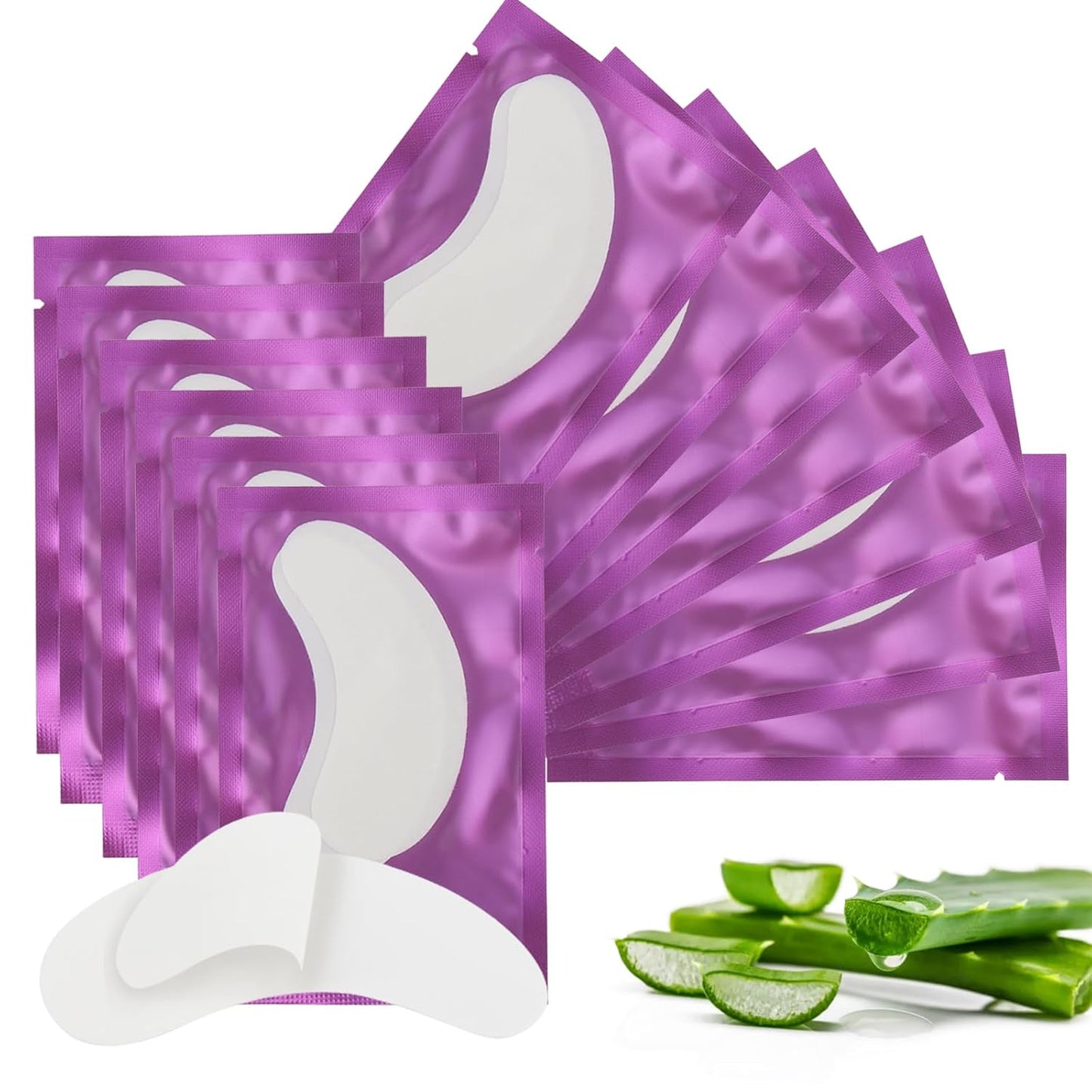 50Pairs Eyelash Extension Gel Patches Kit Natural Hydrogel, Lash Gel Pads for Beauty Makeup Mask Kit Supplies Eye Mask Pads Beauty Tools (Purple)