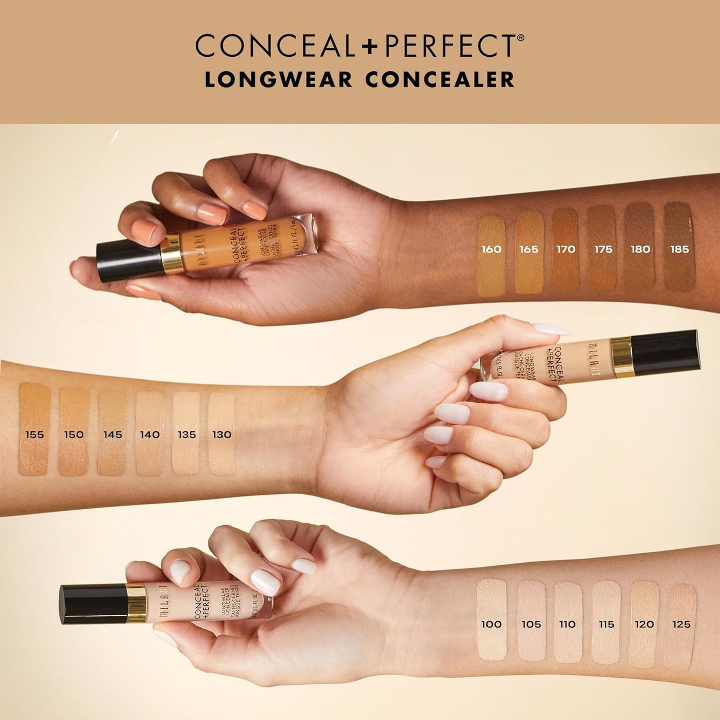 Milani Conceal + Perfect Longwear Concealer - Warm Tan (0.17 Fl. Oz.) Vegan, Cruelty-Free Liquid Concealer - Cover Dark Circles, Blemishes & Skin Imperfections for Long-Lasting Wear