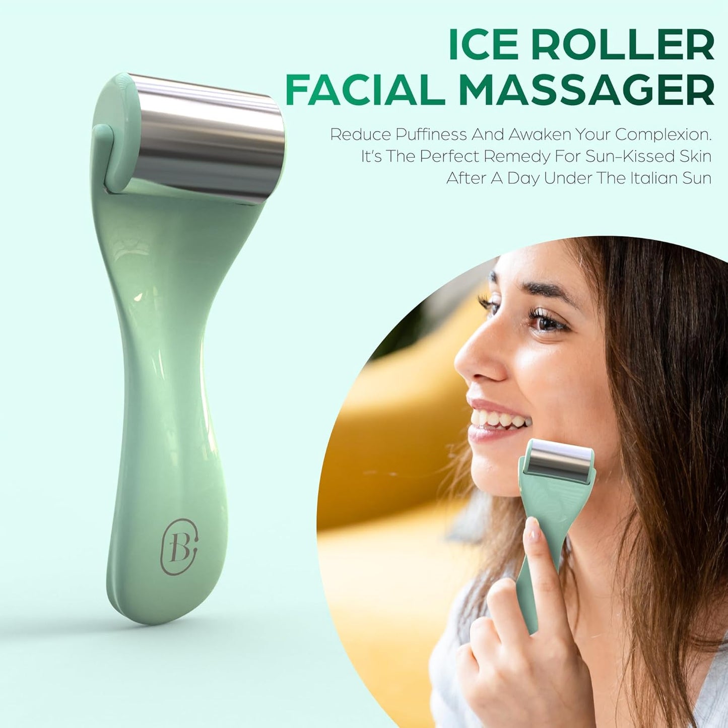 Bella Ciao 3-in-1 Anti-Aging Skin Care Set, Skin Care Set for Teens, Includes Jade Gua Sha, Makeup Removal Pad, Ice Roller Facial Massager, Gua Sha Facial Tools, Gua Sha Stone