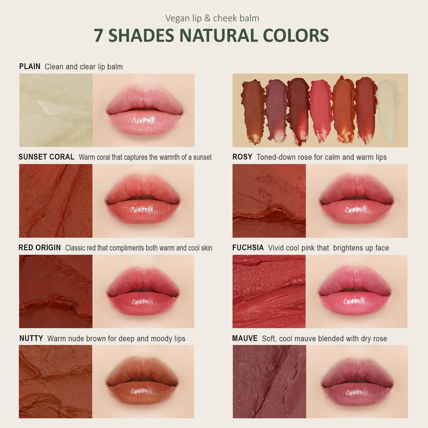 hersteller Nearby Recharging Lip Balm Vegan Butter Complex Intensive Moisturizing Treatment for Dry Lips and Cheek Natural Healthy Colors Rosy