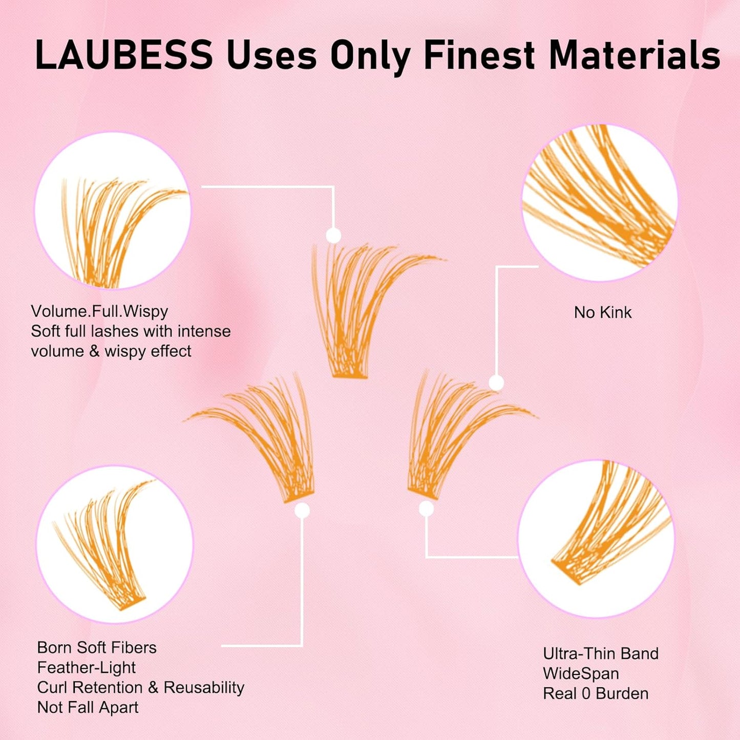 Colored Lash Clusters LAUBESS Orange Colored Eyelash Clusters Wispy Colored Lash Extensions Colorful Lash Clusters Individual Lashes (Orange 40D-0.07D-Mix8-16)