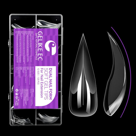 Gelike EC Cat Dual Forms for Extension: 120 Pcs Color Nail Form, 12 Size Nail Forms For Builder, Half Matte Gel Forms For Manicure Art Design Salon Diy