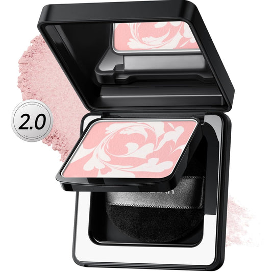 2.0 Black Magnet Soft Focus Powder, Waterproof Translucent Pressed Setting Powder, 24H Longlasting Talc-Free Face Powder, Oil Control Compact Makeup,01 Pink For Dry&Com Skin, 0.28Oz