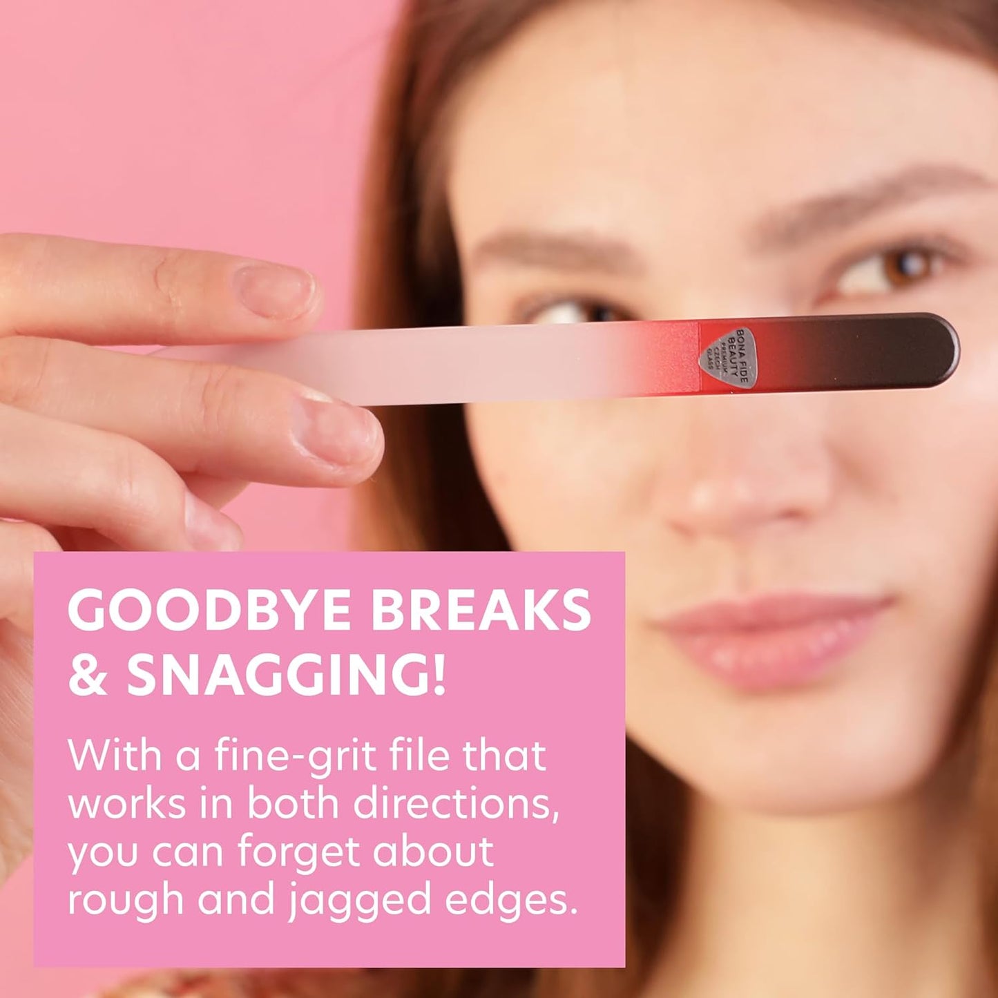 Bona Fide Beauty Czech Glass Nail File for Natural Nails (Black Red), 1Pc Crystal Nail Filer with Case Made in The EU