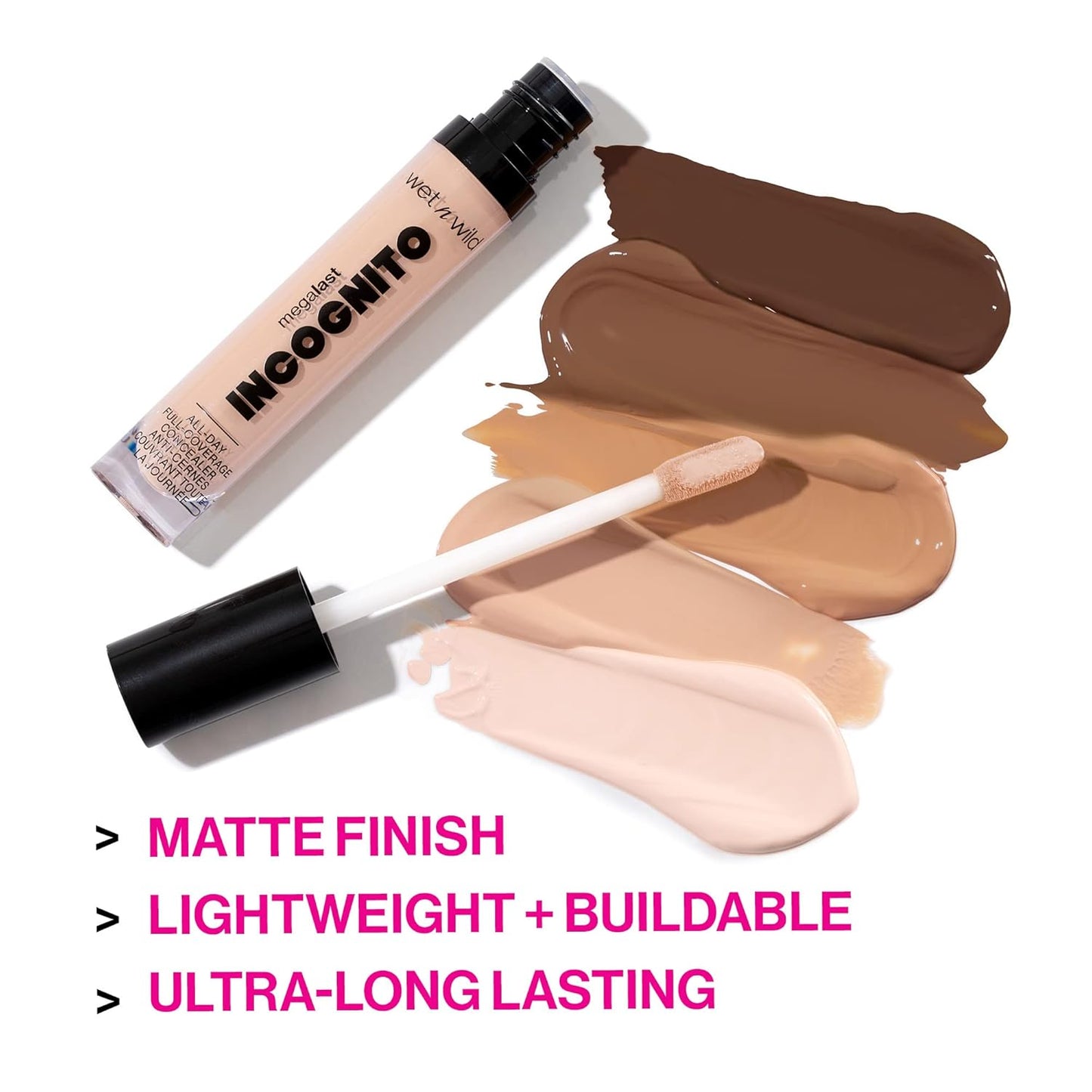wet n wild Mega Last Incognito All-Day Full Coverage Liquid Matte Concealer, Fair Beige, 0.18 Ounce