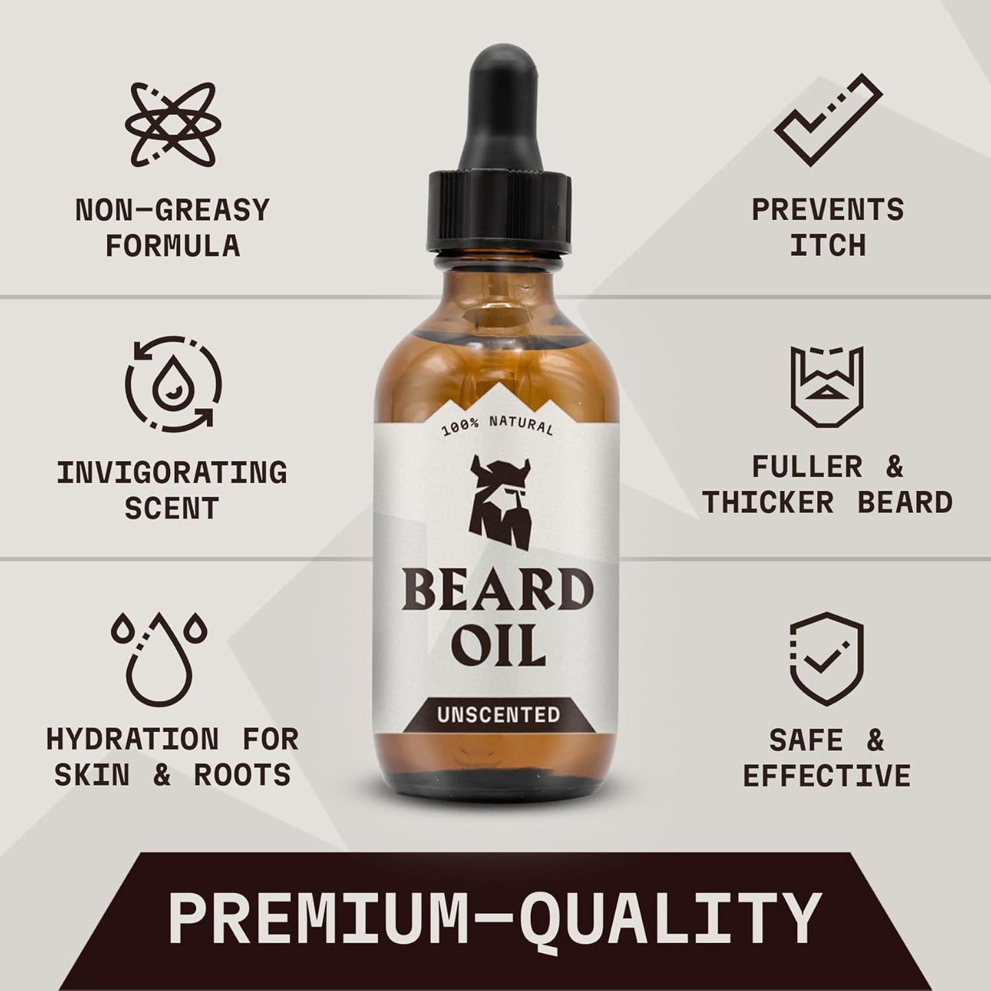 Striking Viking Unscented Beard Oil for Men - 2 Fl Oz, Fragrance-Free - Clear Beard & Mustache Conditioner with Jojoba & Argan Blend, Almond & Tea Tree Oils for Growth & Sensitive Skin