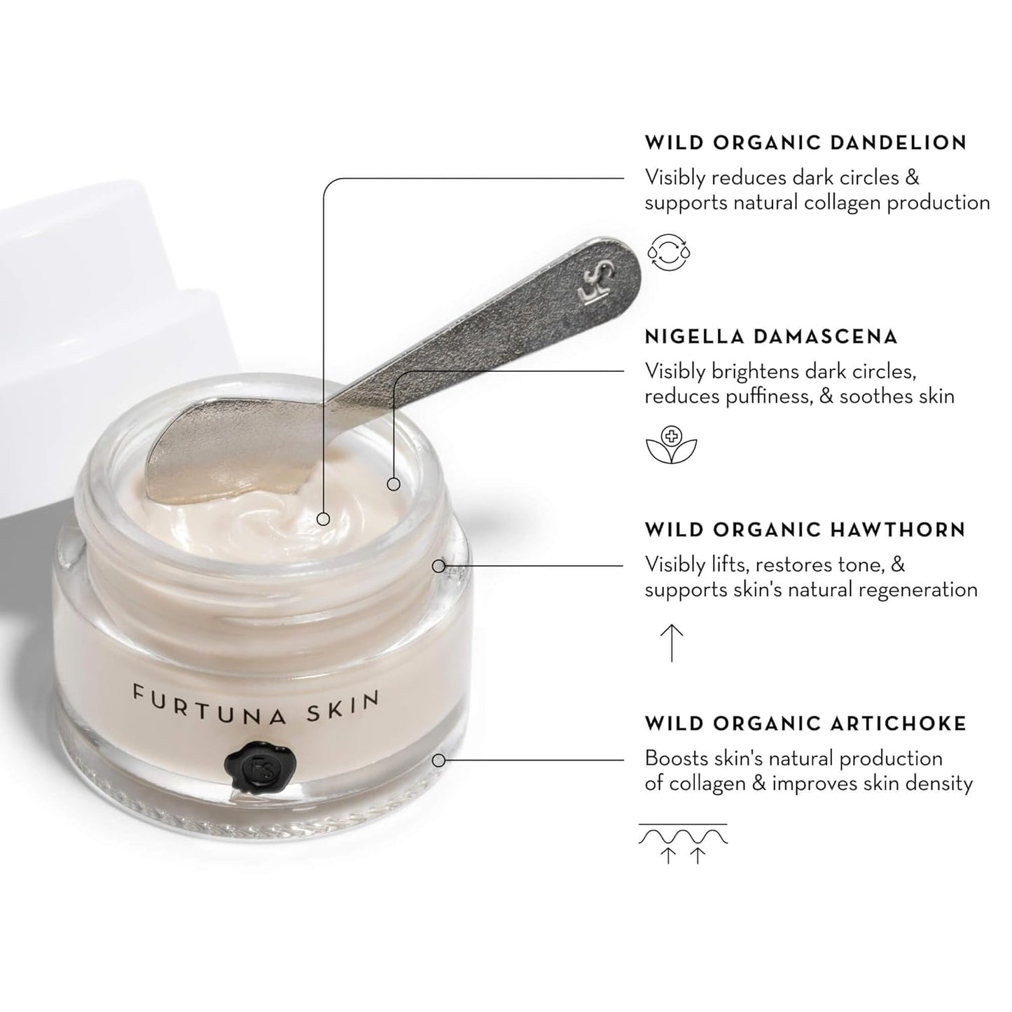 Furtuna Skin Eye Revitalizing Cream - Multi-Corrective, Helps Reduce Dark Circles and Puffiness, Wild Foraged Botanicals, Vegan, Ophthalmologist Tested