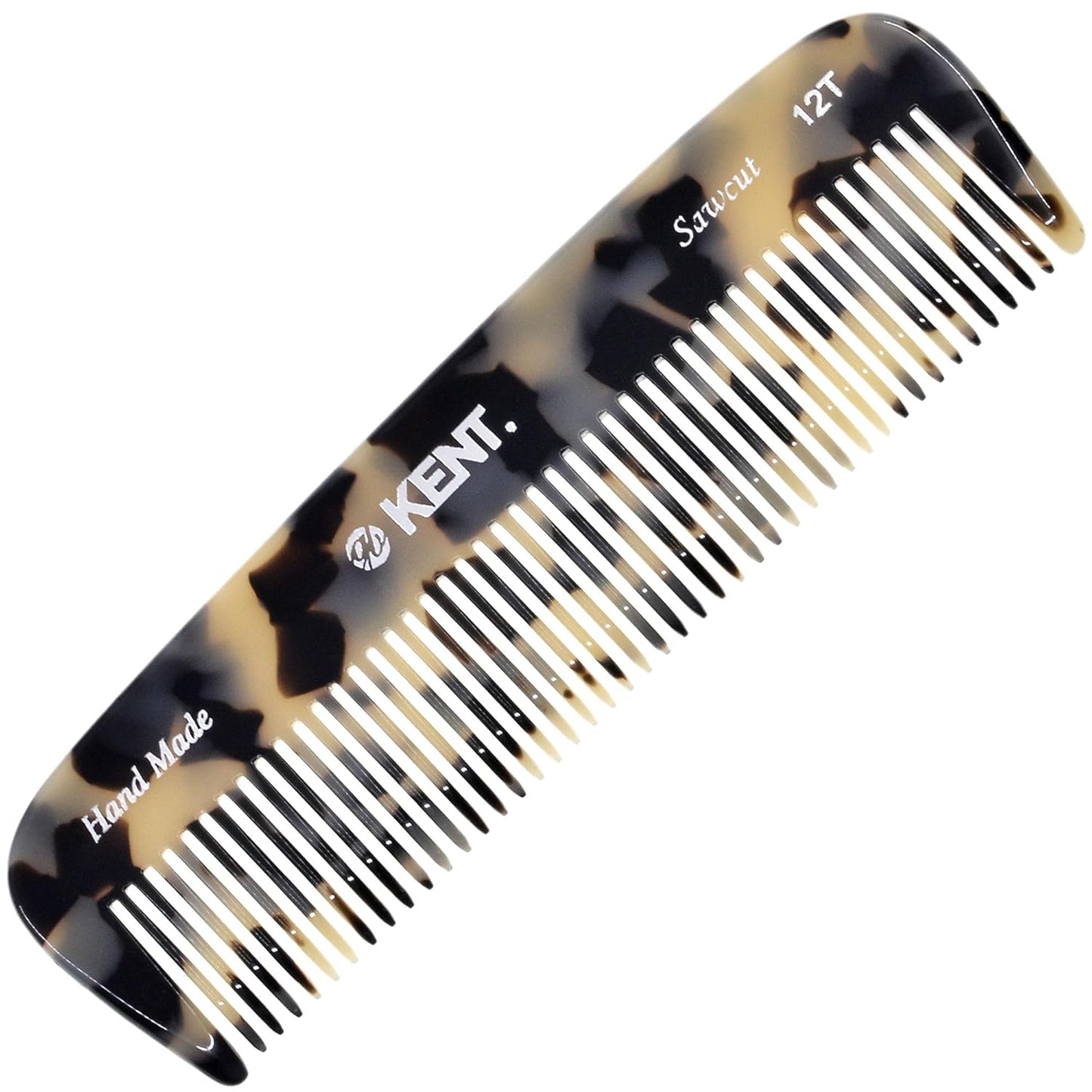 Kent 12T TW Wide Tooth Detangling Comb - Handmade Pocket Comb for Thick, Curly, and Wavy Hair, Grooming Beard and Mustache