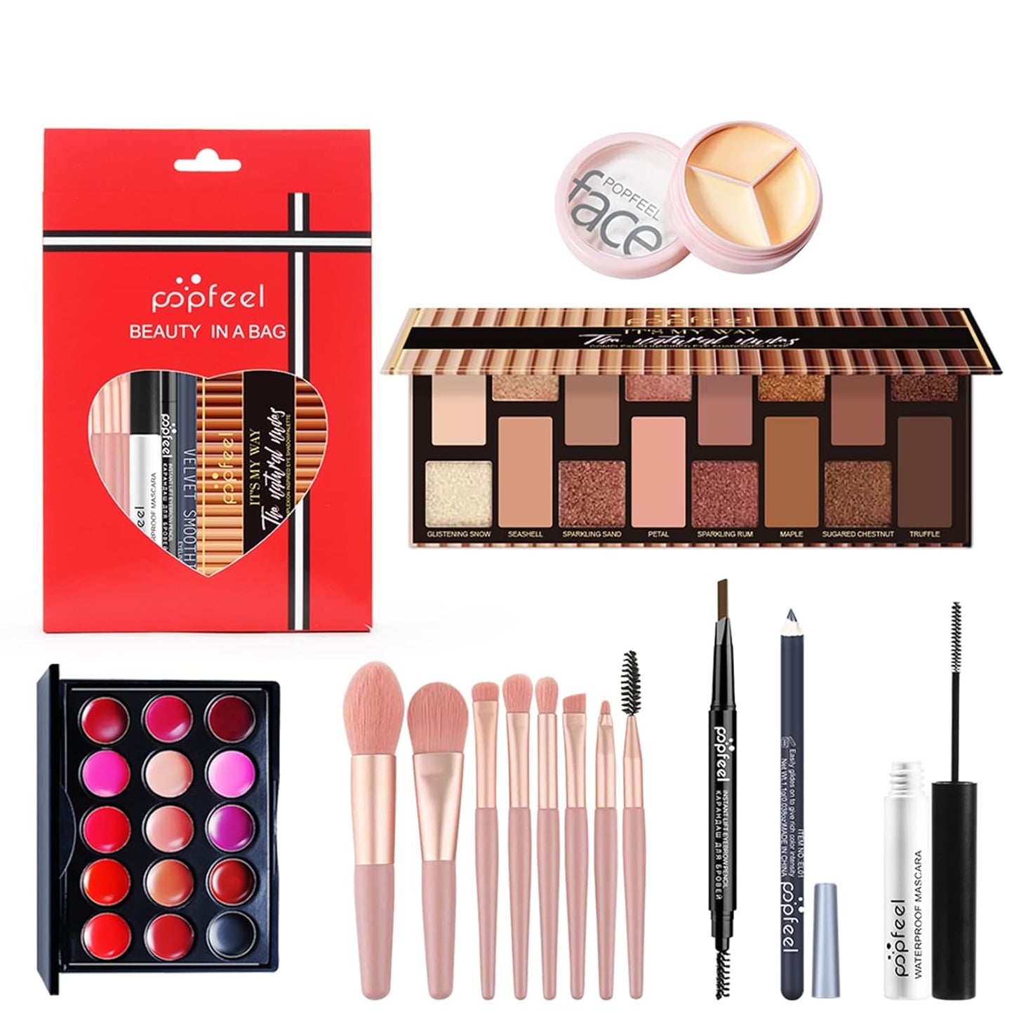 All In One Makeup Kit for Girls, Makeup Kit for Women Full Kit with Eye Shadow Palette, Makeup Brushes, Lipstick Palet, Eyebrow Pencil, Eyeliner, Concealer for Beginners and Professionals