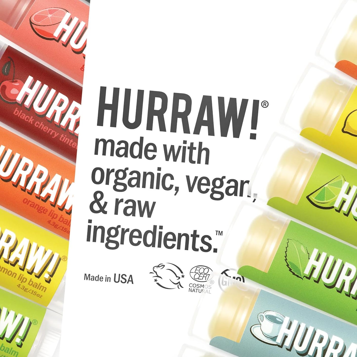 Hurraw! Coconut, Earl Grey, Mint Lip Balms, 3 Pack Bundle: Organic, Certified Vegan, Cruelty and Gluten Free. Non-GMO, 100% Natural Ingredients. Bee, Shea, Soy and Palm Free. Made in USA