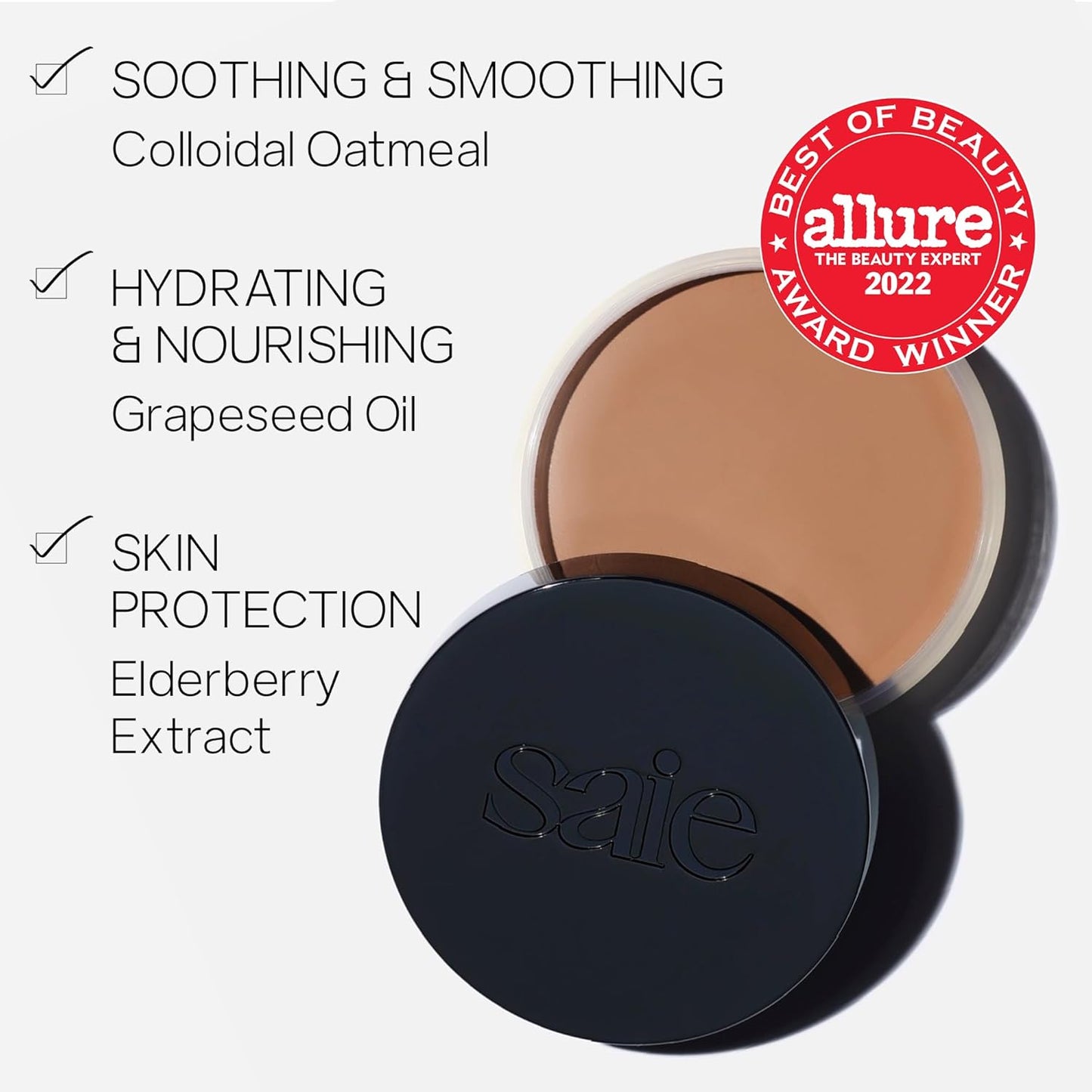 Saie Sun Melt Cream Bronzer - Buildable Balm Face Bronzer for Effortless Sculpting - Cream Contour Enriched with Vitamin C, Nourishing Skincare Ingredients & a Natural Finish - Light Bronze (1 oz)