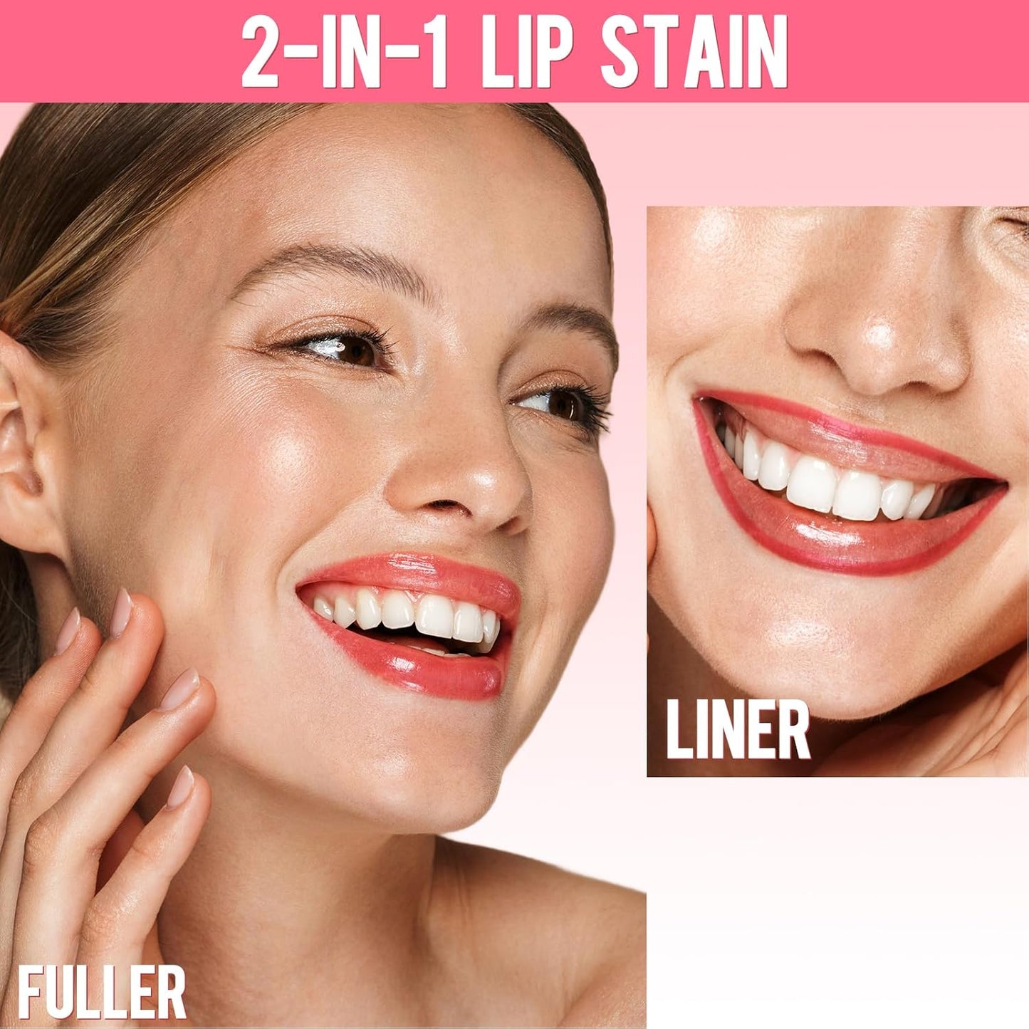 Lip Stain - Lip Liner Stain, Long Lasting Peel Off Lip Stain, Natural Peel Off Lip Liner Stain with Tweezer, Easy to Use, Waterproof, Smudge-proof, Transfer-proof, Nude Pink