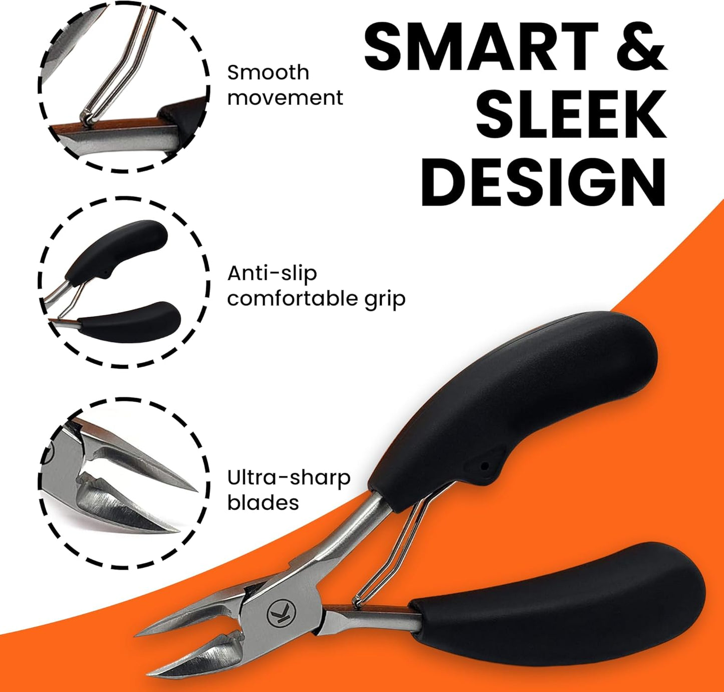 Kohm Toenail Clippers | Extra-Wide Blade & Non-Slip Grip for Thick, Ingrown & Fungal Nails | Heavy Duty Nail Cutter for Seniors, Men, Women & Pets