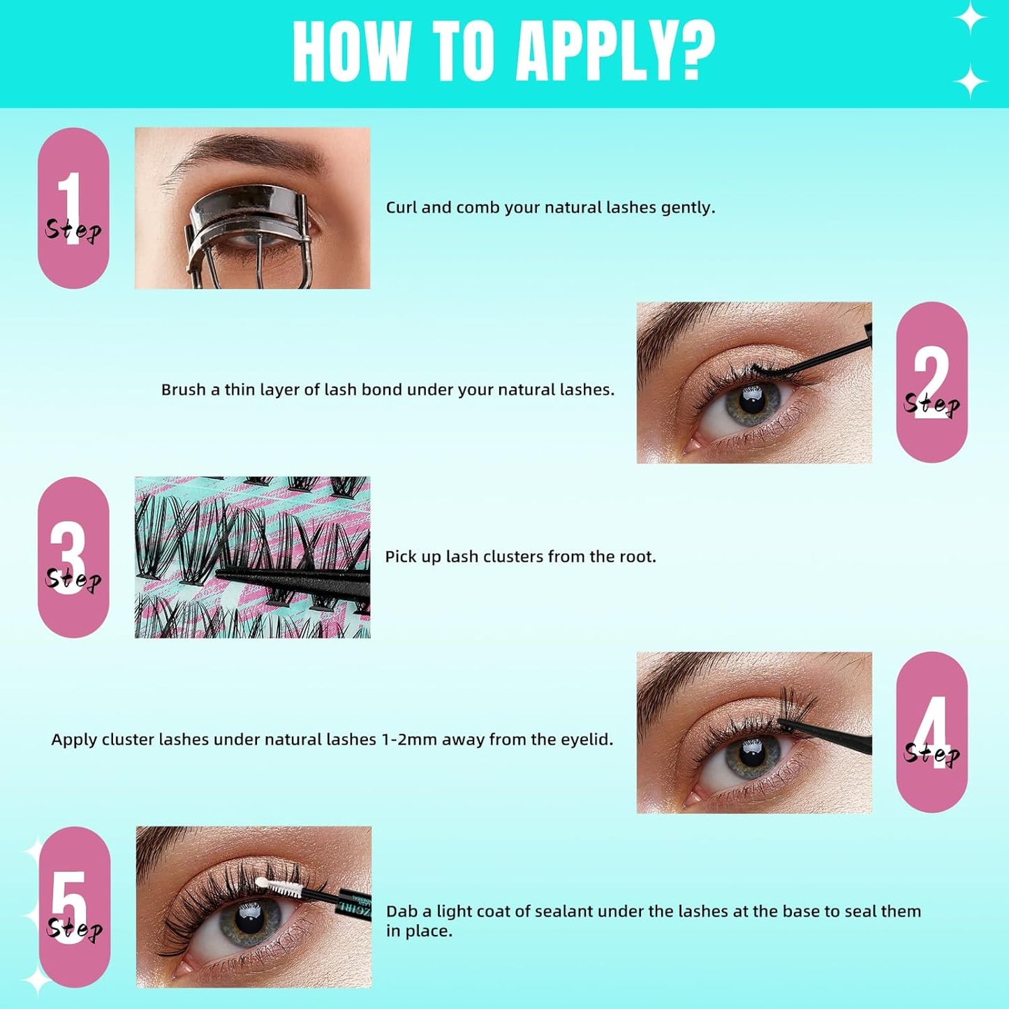 Lash Clusters Wispy 280PCS Eyelash Extension 50D Cluster Lashes Individual Lashes DIY Lash Extension Natural Look Cluster Eyelash Extensions Soft False Eyelashes at Home for Beginners(16mm)