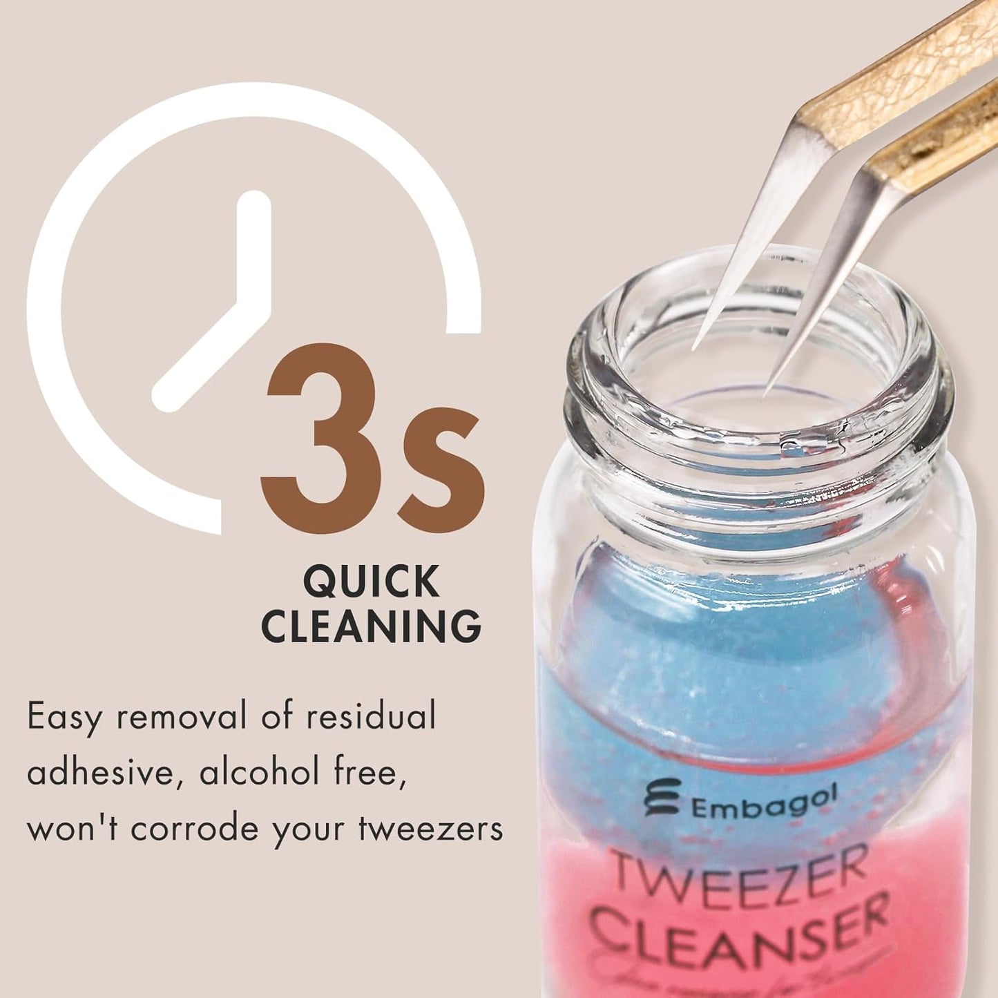 Tweezer Cleanser for Eyelash Extensions with Nail Wipes Lint Free Glue wipes Tweezers Glue Remover Liquid for Lash Tools with 2 Spongeballs Kit(2 Bottles Cleanser+1 Glue Wipes)