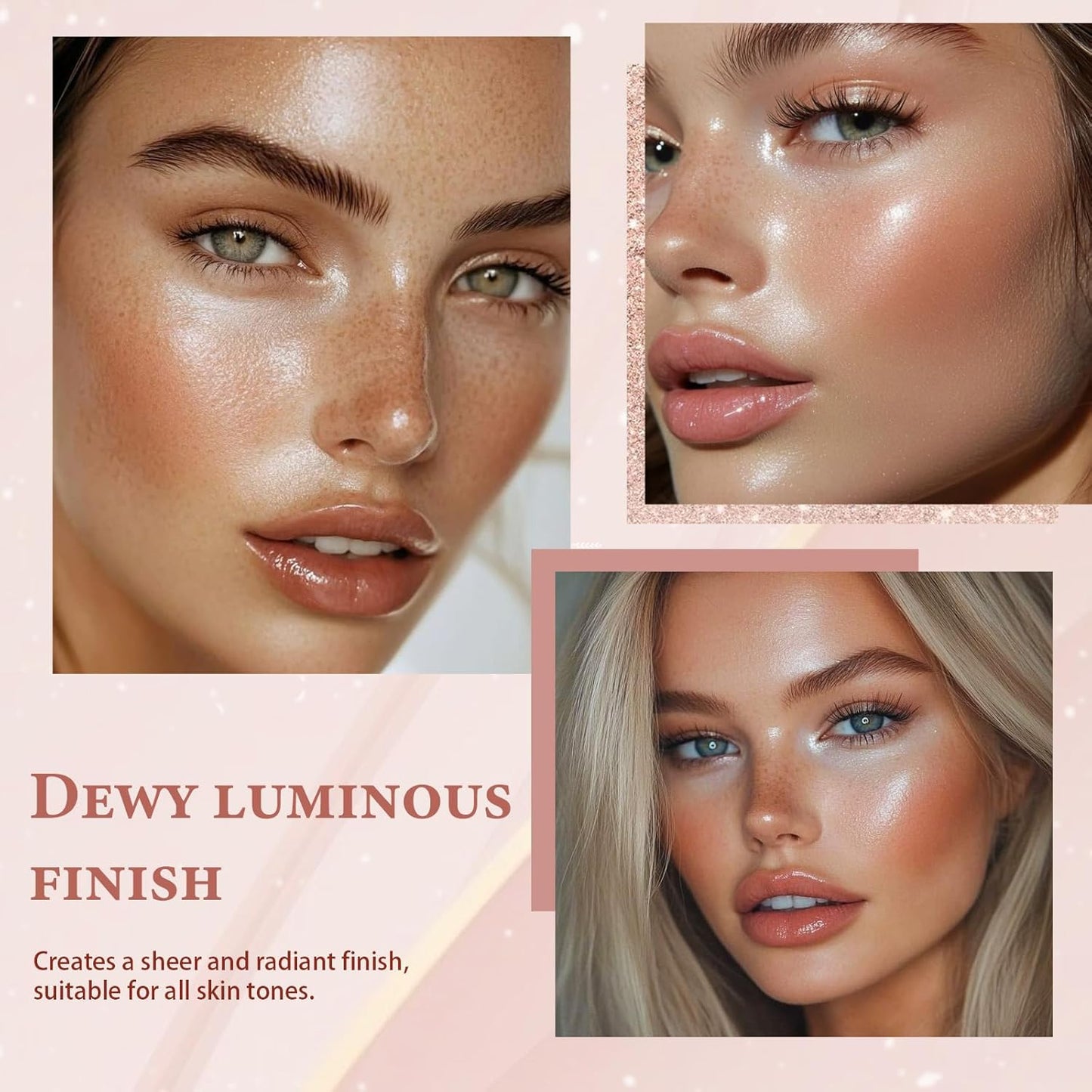 Clear Dewy Marble Highlighter Stick 15g/0.53fl.Oz, Highlighters Makeup Stick for Face and Body, Micro Pearls & Shimmer Glow, Buildable Color for All Day, Vegan & Cruelty-Free, Pink Silver