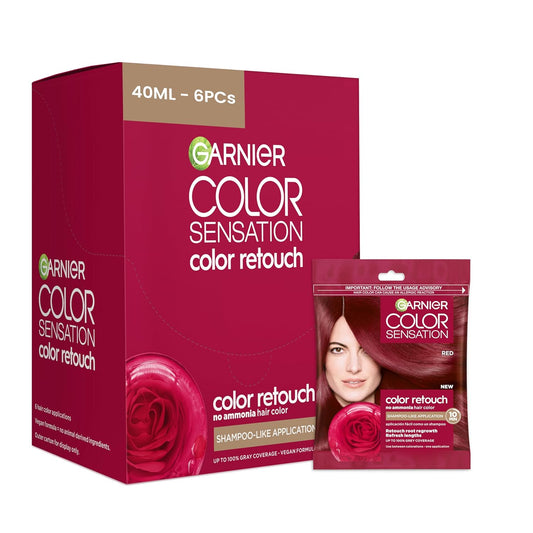 Garnier Color Sensation Color Retouch, Demi Permanent Hair Dye for Roots with 100% Gray Coverage, Red Hair Dye 6.6, Pack of 6