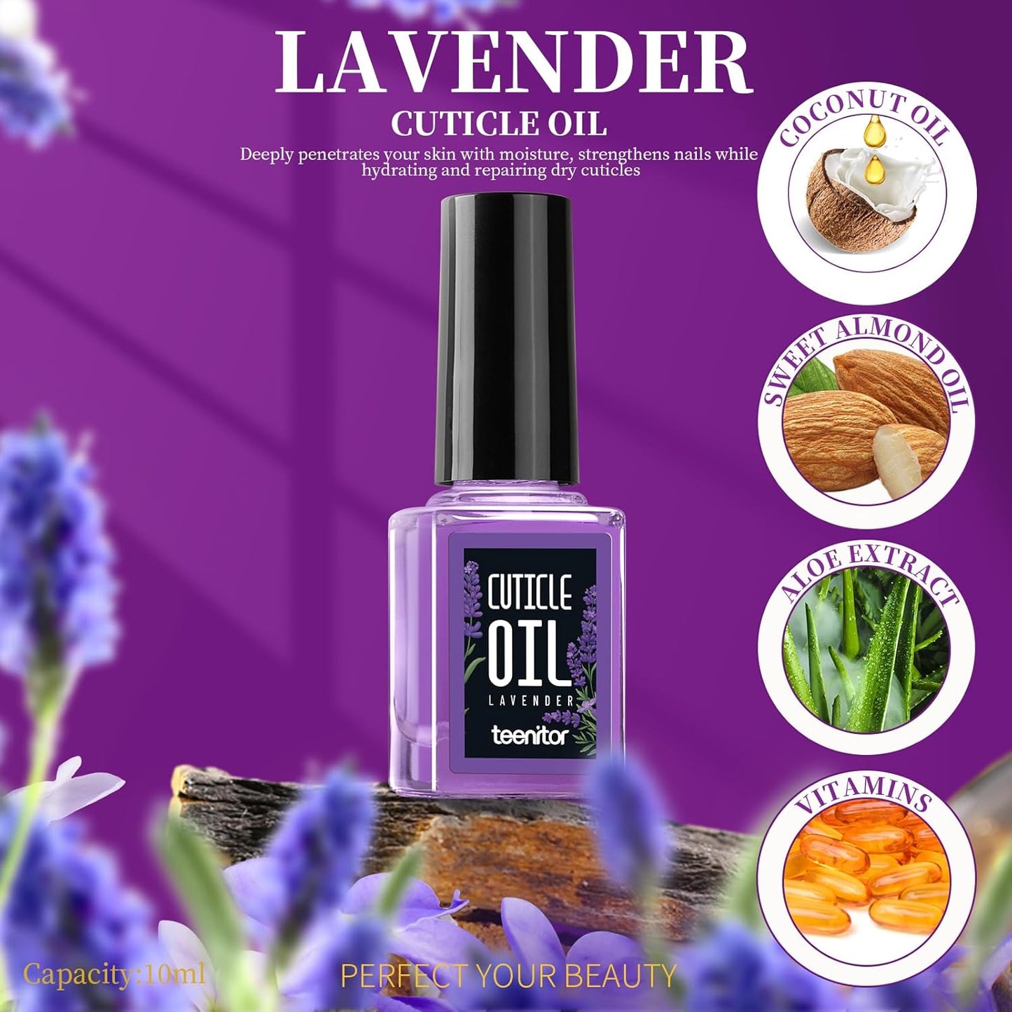 Teenitor Nail Files and Buffers, Cuticle Remover, Nail Care Kit, Nail File, Cuticle Softener, Cuticle Oil, Cuticle Pusher, Cuticle Peeler Scraper, Cuticle Remover Liquid, Nail File Kit Lavender