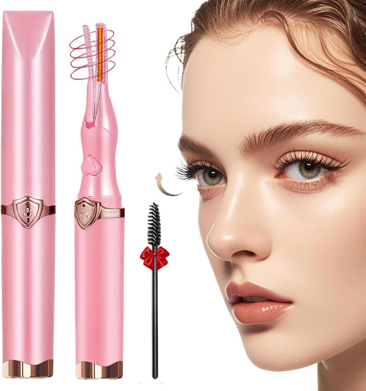 Heated Eyelash Curler, 2-in-1 Clip-Type Design, 3 Temperature Modes, USB Rechargeable Electric Eyelash Curler, Natural Curling 24H Long-Lasting Curl, Gift for Women & Girls, Light Pink
