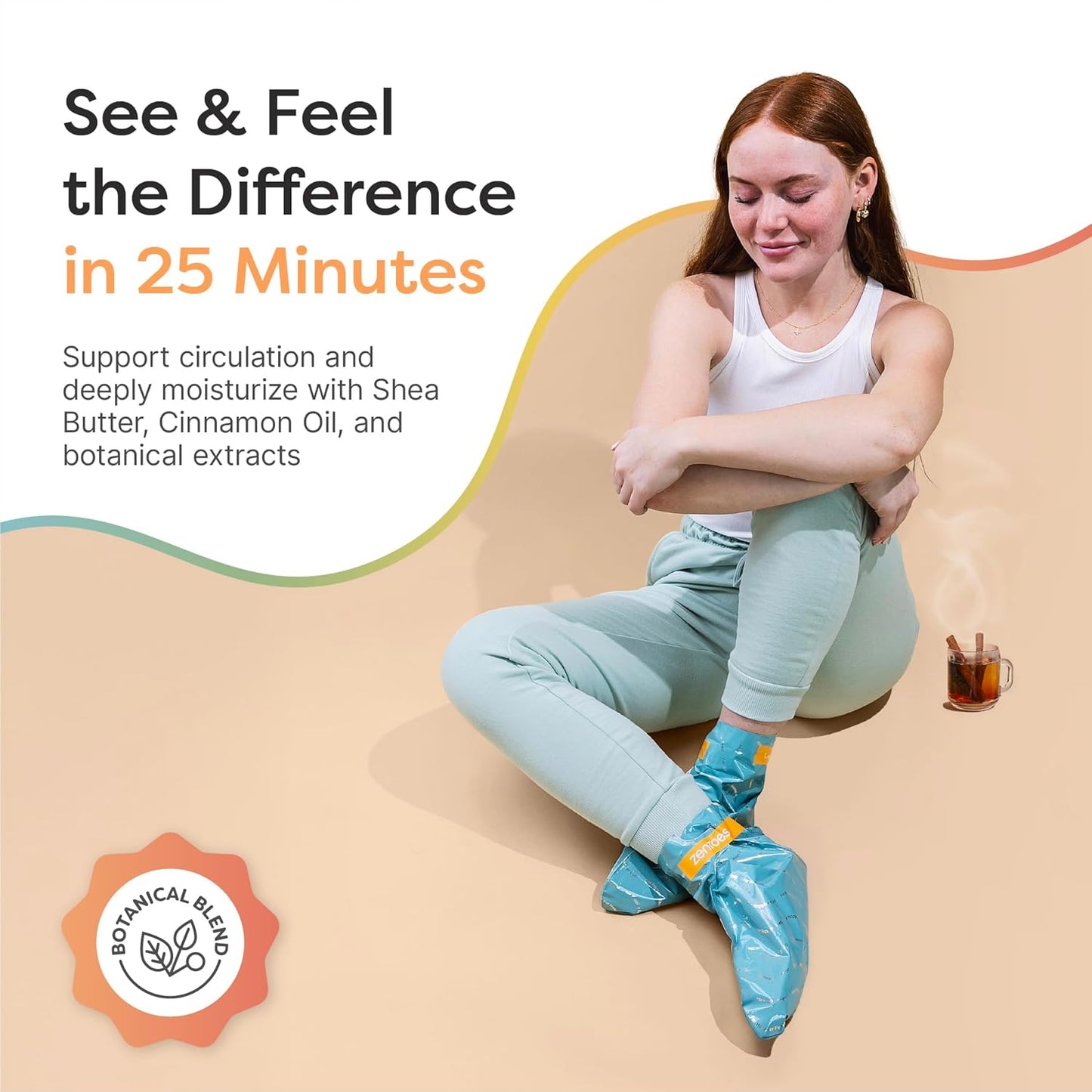 ZenToes Heating Foot Mask - Moisturizing Heated Foot Treatment with Cinnamon Oil & Shea Butter for Tired, Overworked Feet - Paraben Free Spa Experience at Home, 3 Pairs