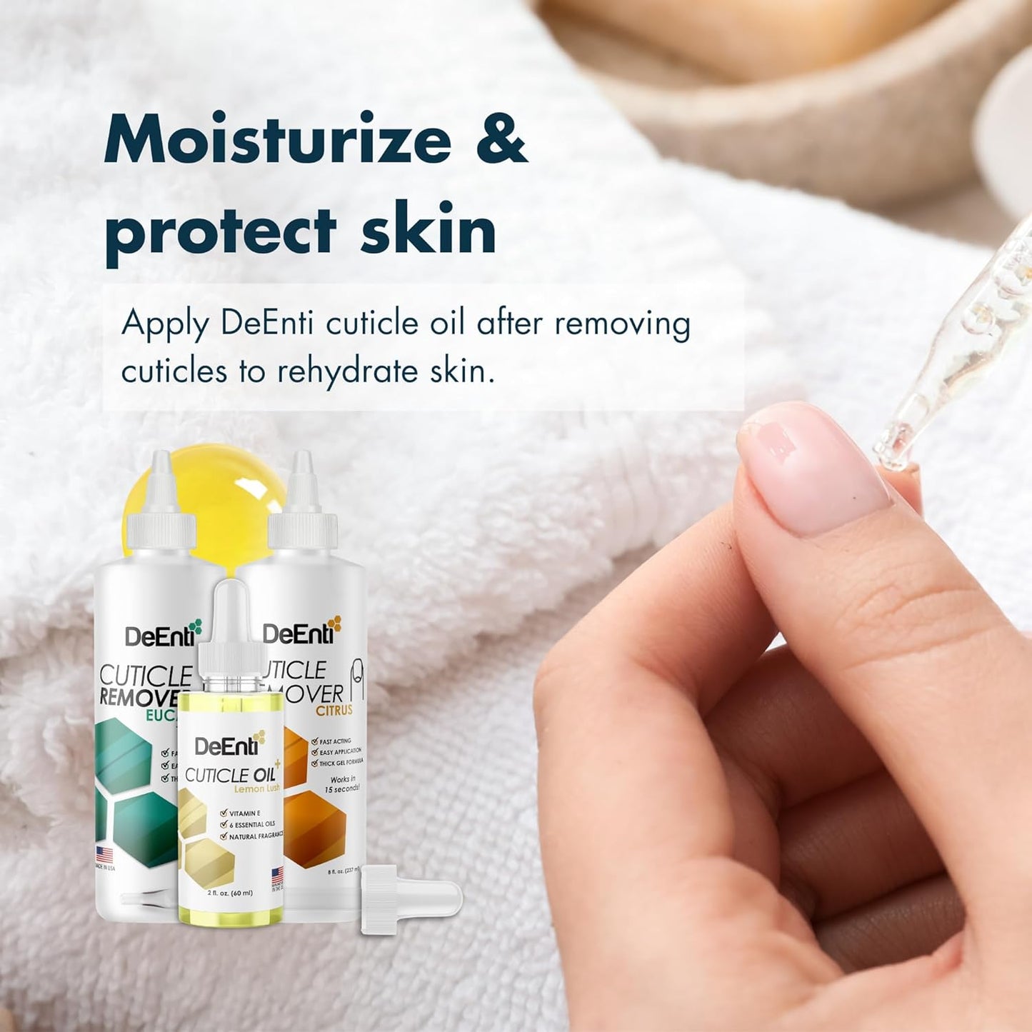 DeEnti Instant Cuticle Remover Gel, Professional Cuticle Softener with Instant 15-Second Removal, 8oz Bottle for Hand, Foot & Nail Care, Salon Quality Manicure & Pedicure Supplies