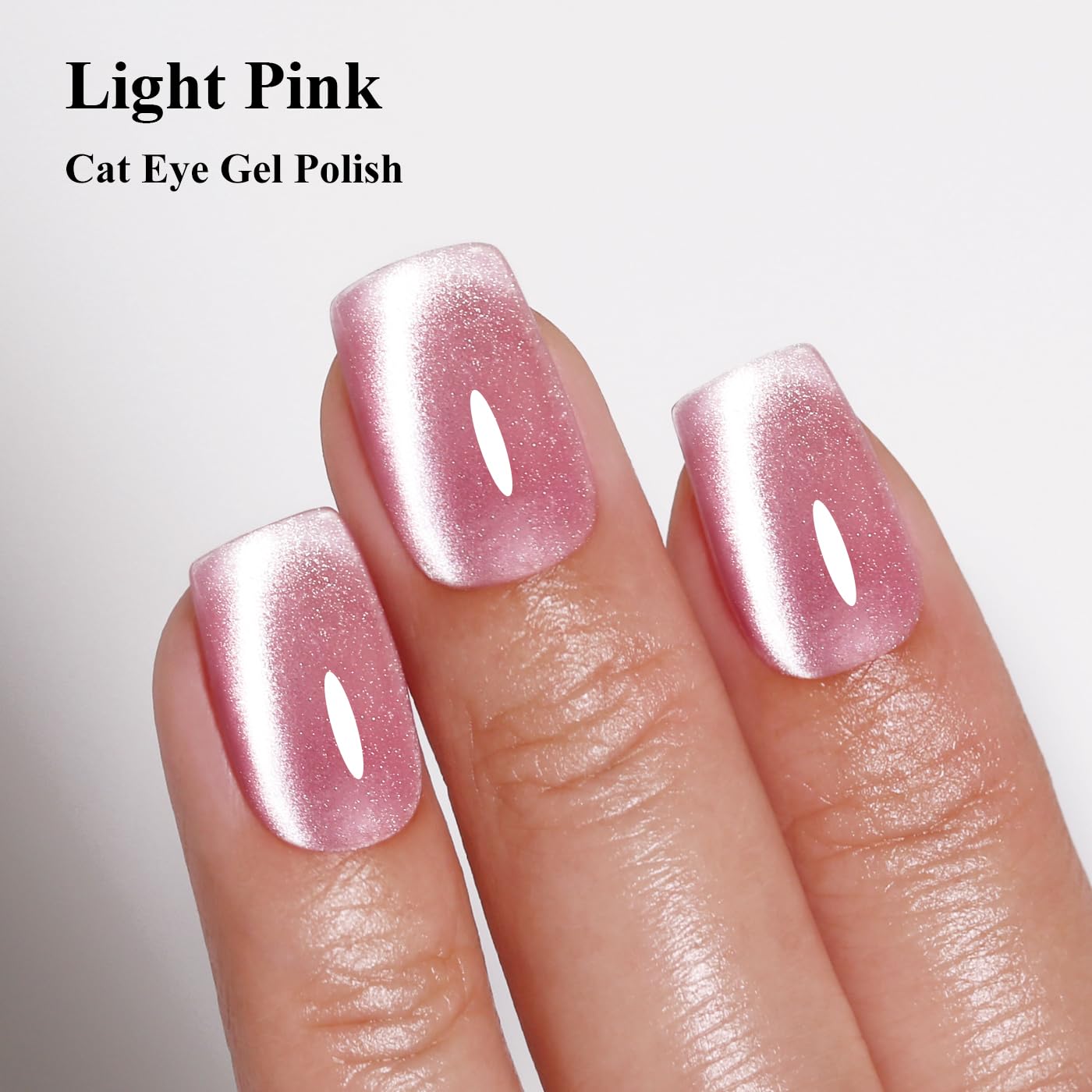 Imtiti Cat Eye Gel Nail Polish, Light Pink Holographic Magnetic Crystal Nail Gel Polish With Magnet Glittery Galaxy Spring Summer Kit Soak Off UV Led 10ML
