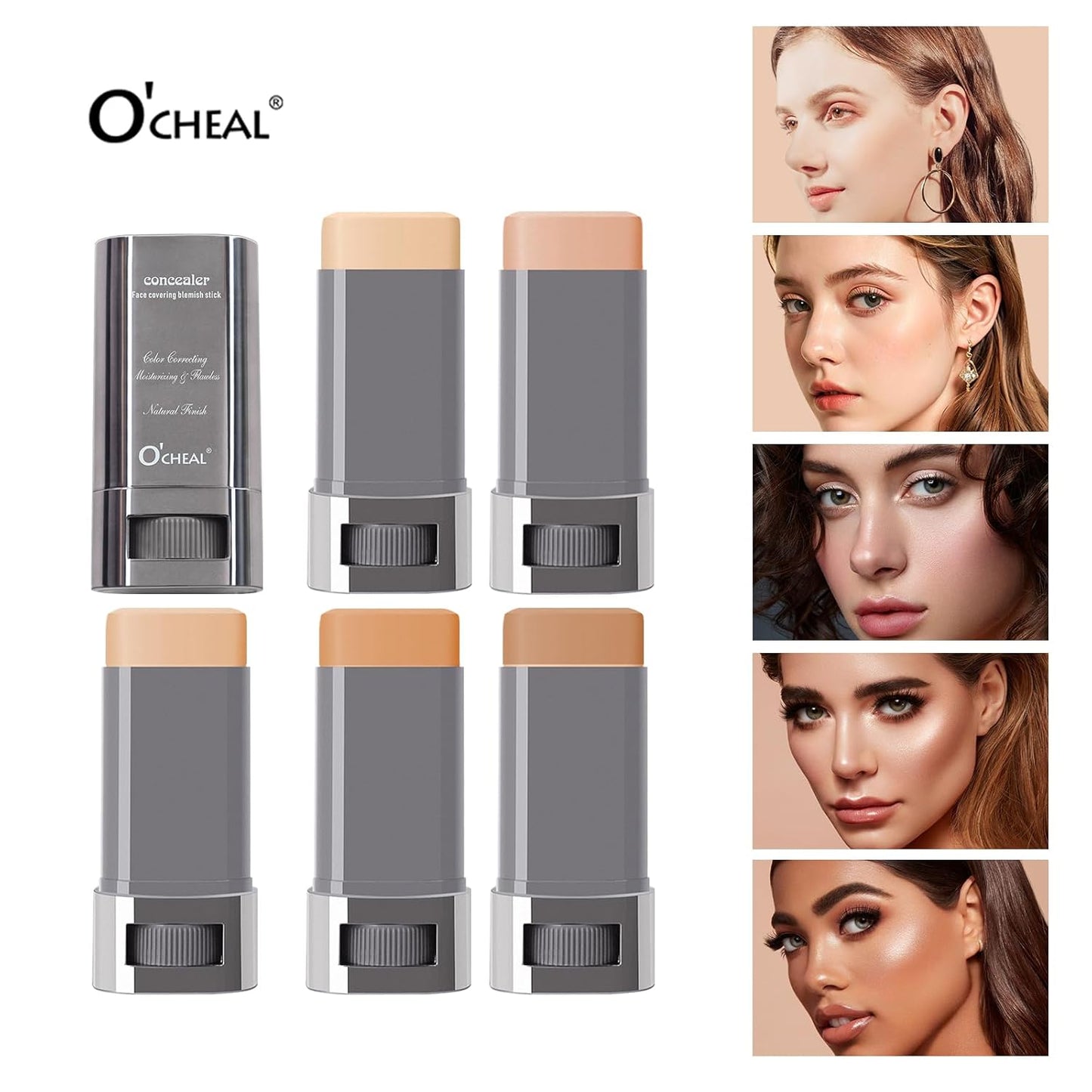 O'CHEAL Face Foundation Contour Stick Long-wear Lightweight Brighten Stick Face Concealer Blemish Contouring Beauty Makeup 02#NATURAL