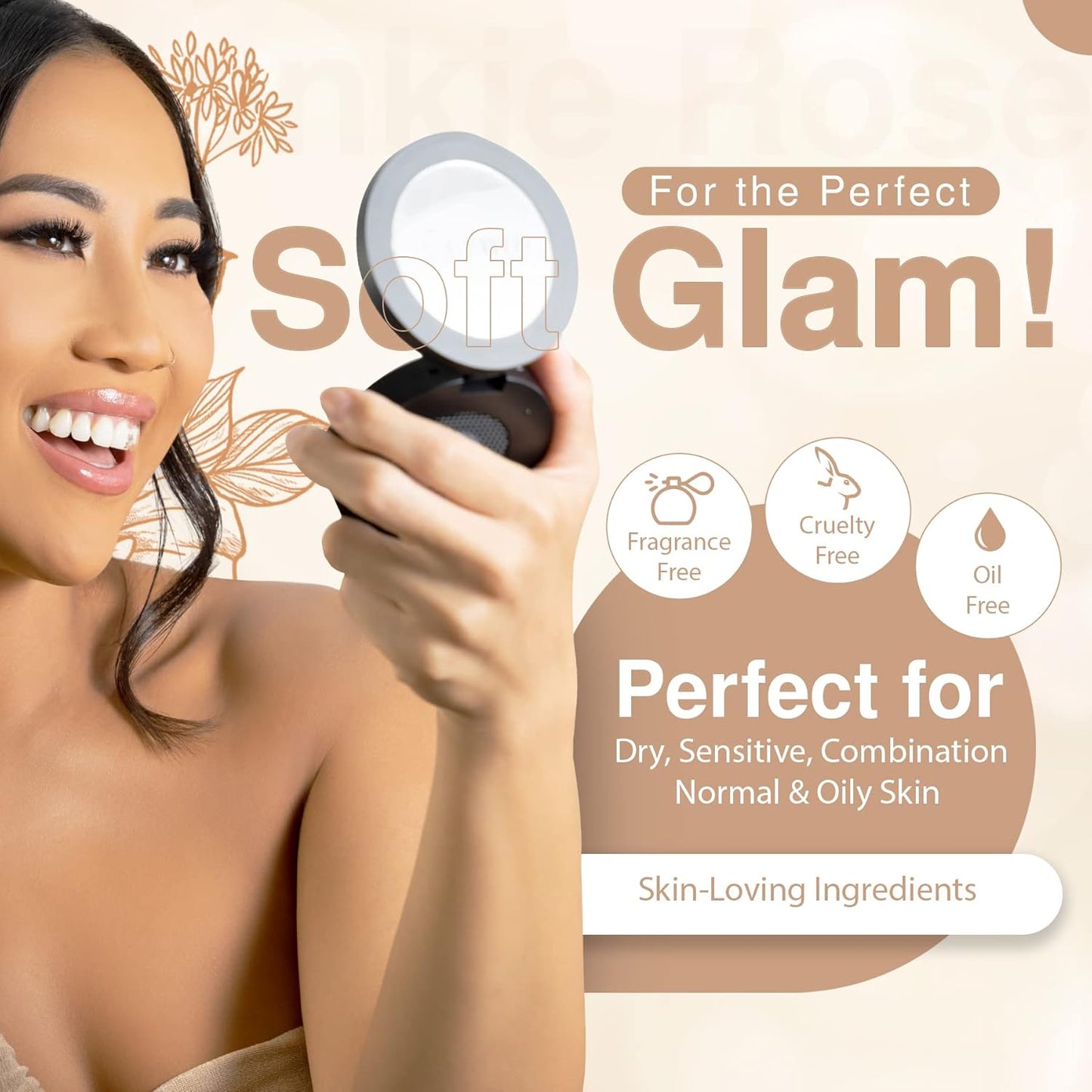 Frankie Rose Cosmetics Powder Foundation – Full Coverage Face Powder For Pores & Imperfections, Evens Out Skin Tone & Shine-Control | 58 Grams (Chestnut)