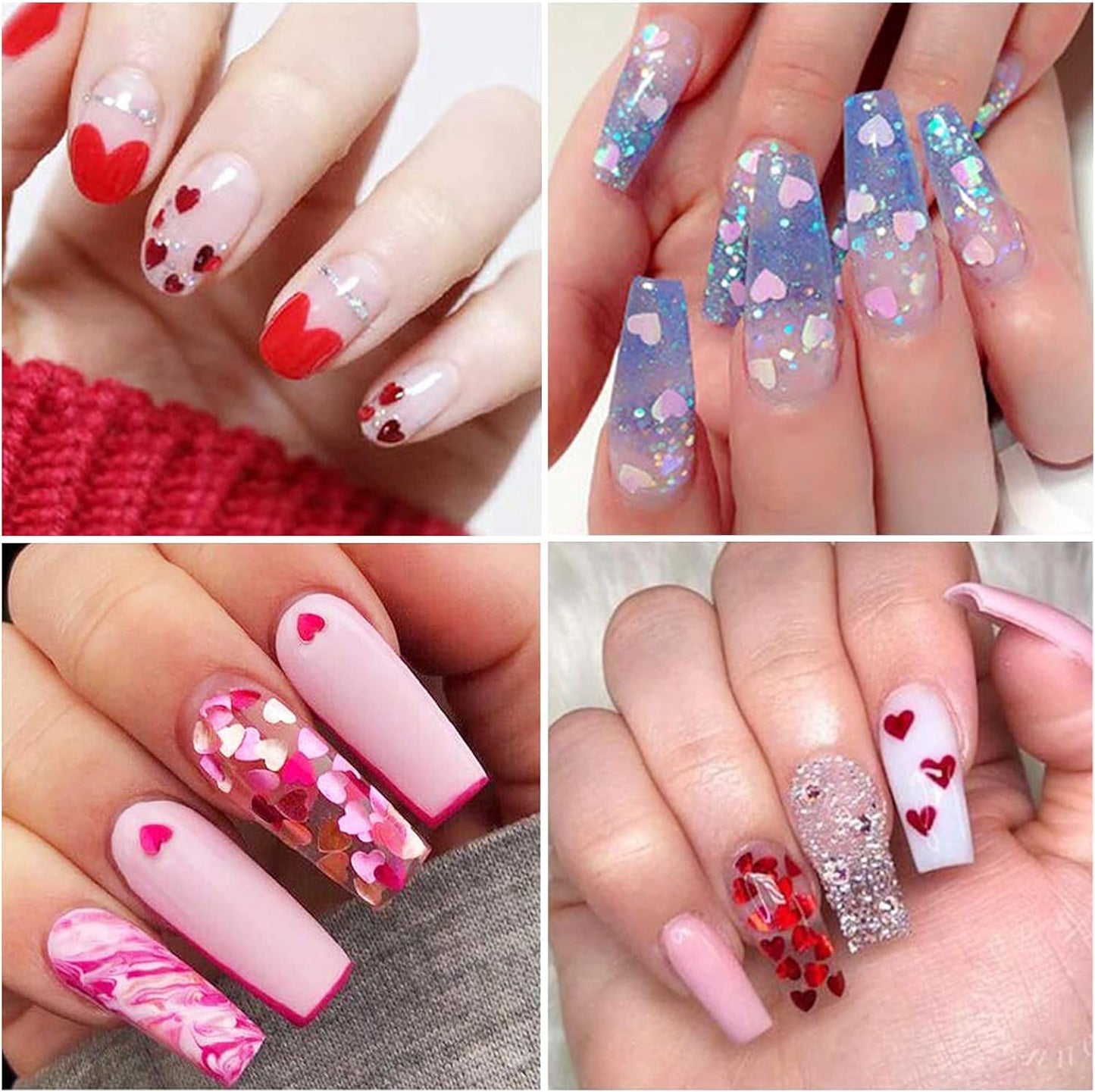 3D Heart Nail Glitter Sequins Heart Nail Art Stickers Decals Nail Art Supplies Heart Glitter nail Flakes Holographic Confetti Nail Glitters for Acrylic Nails Designs Makeup DIY Decoration