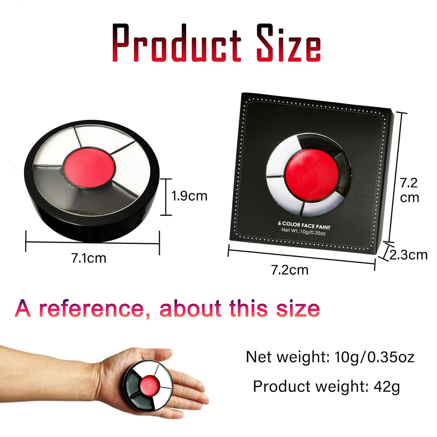 Clown Makeup Kit Face Paint Clown Wheel Black White Red Eye Black Football Softball Baseball Sports,Professional Halloween Joker Zombie Skeleton Vampire Makeup