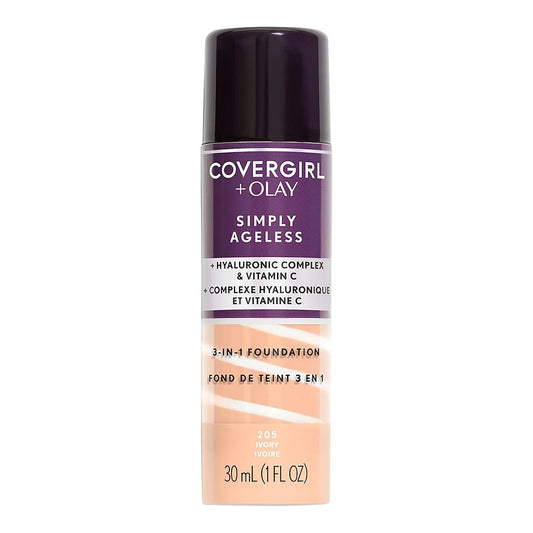 COVERGIRL+Olay Simply Ageless 3-in-1 Liquid Foundation Ivory, 1 Ounce (packaging may vary)