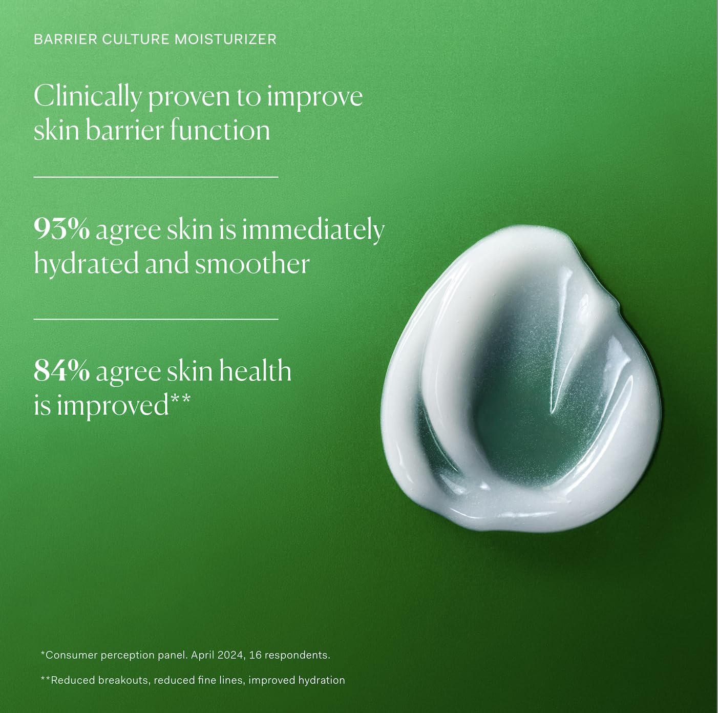 The Nue Co. BARRIER CULTURE MOISTURIZER, Hydrates Skin, pre- and probiotic with Ceramides, Peptides, Niacinamide and Squalane, For All Skin Types, Vegan, Gluten Free, 1.69 fl oz