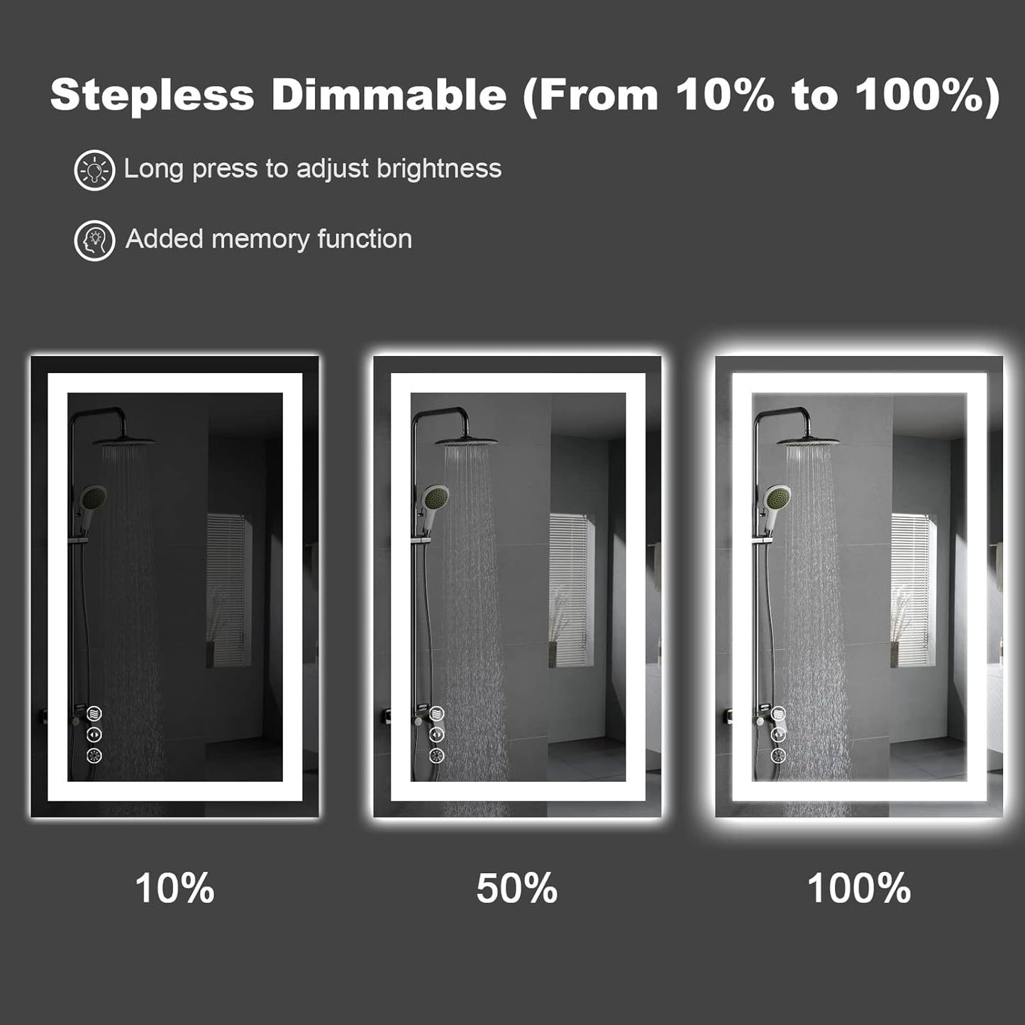 Amorho LED Bathroom Mirror 72" X36" with Front Light and Backlit, Large Wall Mirrors with Anti-Fog, Dimmable, Shatter-Proof, Memory, 3 Colors, Mountable LED Vanity Mirror