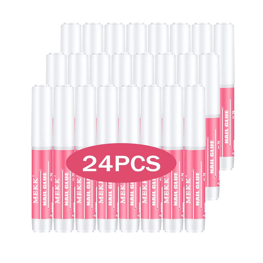 MEKK Nail Glue,Super Strong & Long-Lasting Nail Glue for Acrylic Nails,Press Ons & Nails Tips,Professional Adhesive for Nail Art Supplies,0.07OZ/PCS (24PCS)