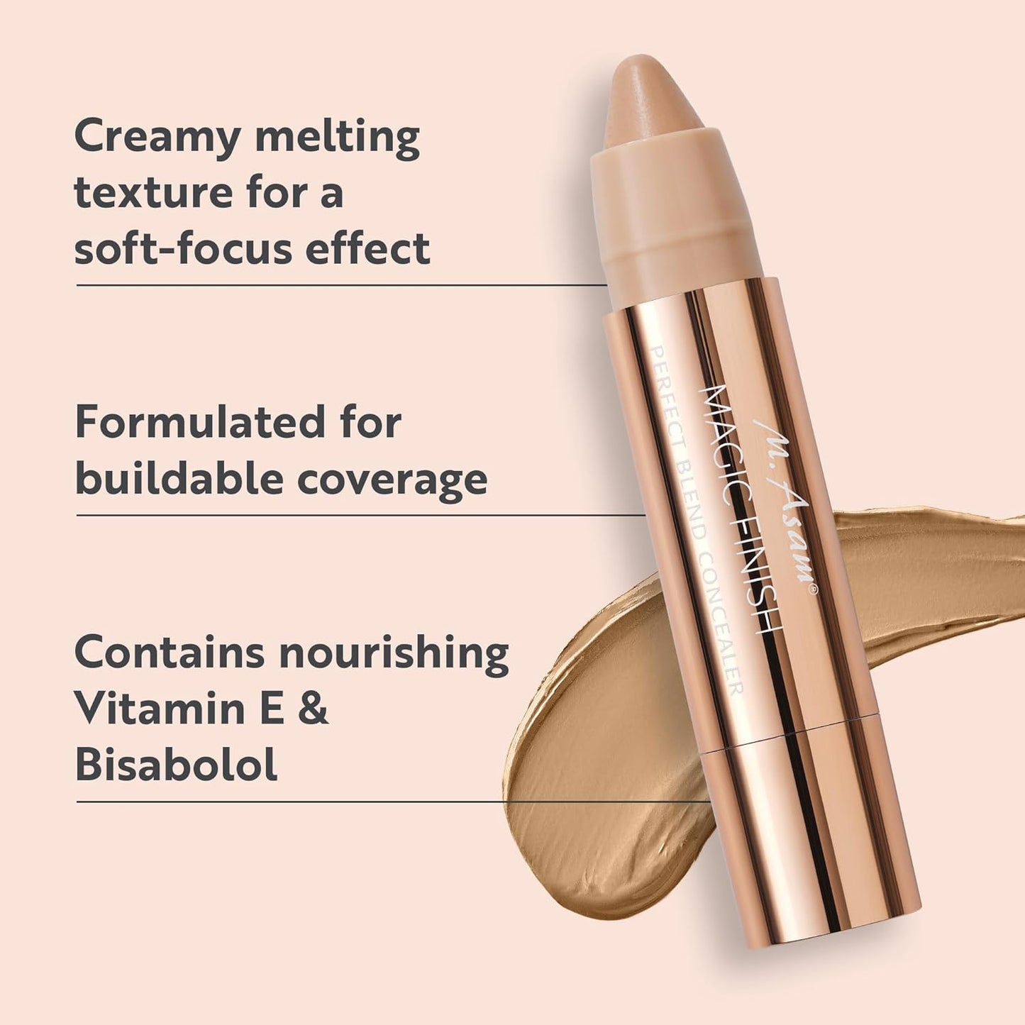 M. Asam MAGIC FINISH Perfect Blend Concealer Nude (0.1 Oz) - concealer perfects & conceals blemishes & imperfections, make-up with adjustable coverage & instant blur effect, vegan
