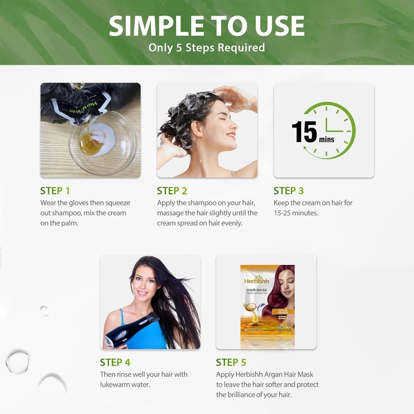 Golden Brown Hair Shampoo, Hair Color for Gray Coverage, 3 in 1 Hair Dye Shampoo - champu para tenir el cabello, Colors in Minutes, Easy to Use PPD Free Pouch 30mlx10p