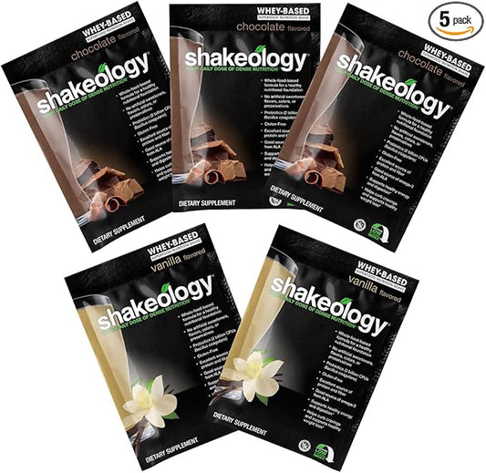 Shakeology Sampler Pack Whey Protein Powder, Gluten Free Superfood Protein Shake with Supergreens, Probiotics for Gut Health, Adaptogens, Vitamins, 16g Plant Protein per Serving