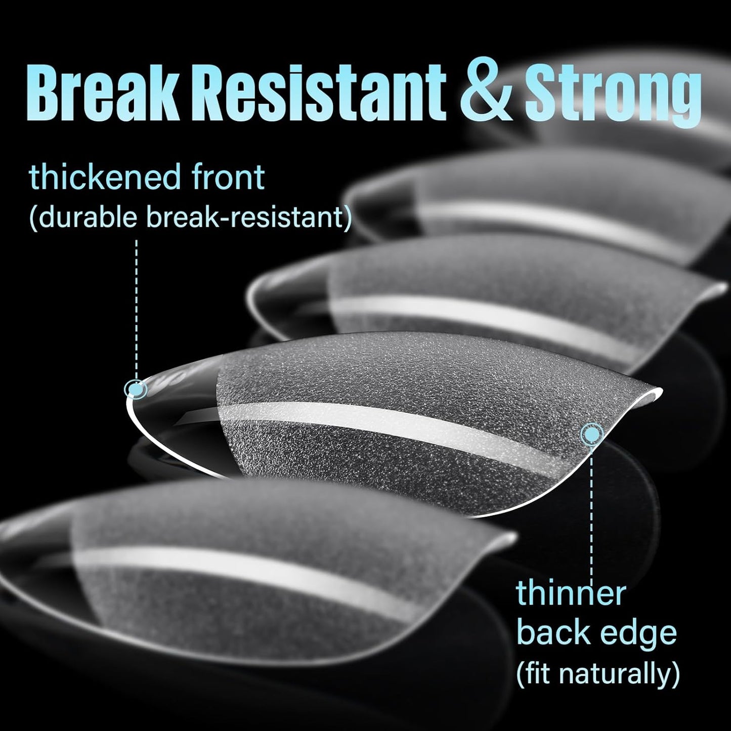 TOMICCA Short Almond Nail Tips, 240Pcs Half Matte Soft Acrylic Nail Tips, 12 Sizes Acrylic Pre-Shaped Nails, Full Cover False Nails Almond Press on Nails Short Fake Nails for Extension Nail