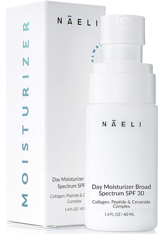 NAELI Face Moisturizer with SPF 30, Anti Aging Collagen & Peptide Cream, Reduces Wrinkles - Lightweight Skin Hydration with Hyaluronic Acid, Paraben Free & Non-Comedogenic Sunscreen, 1.4 oz