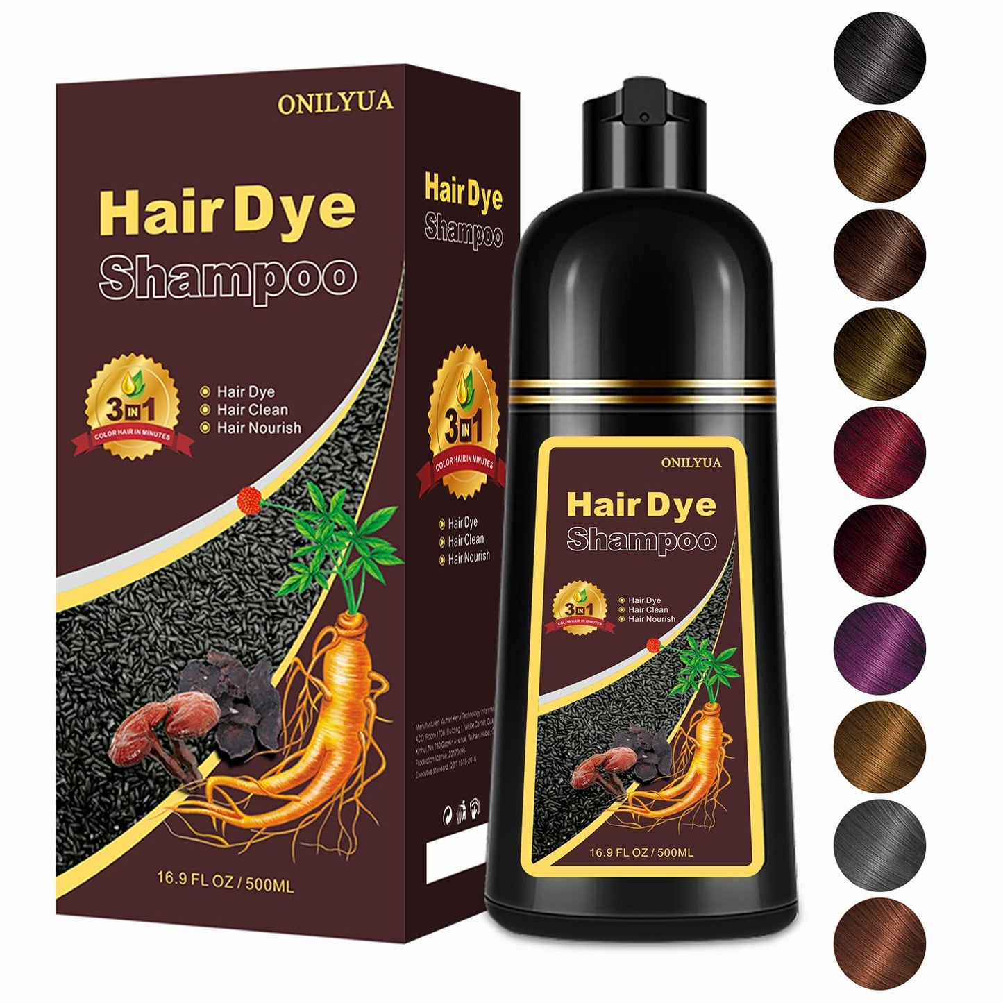 Deep Wine Red Hair Color Shampoo, 16.9 FL Oz, Semi-Permanent, Ammonia-Free, 30 Day Lasting, Gray Hair Coverage