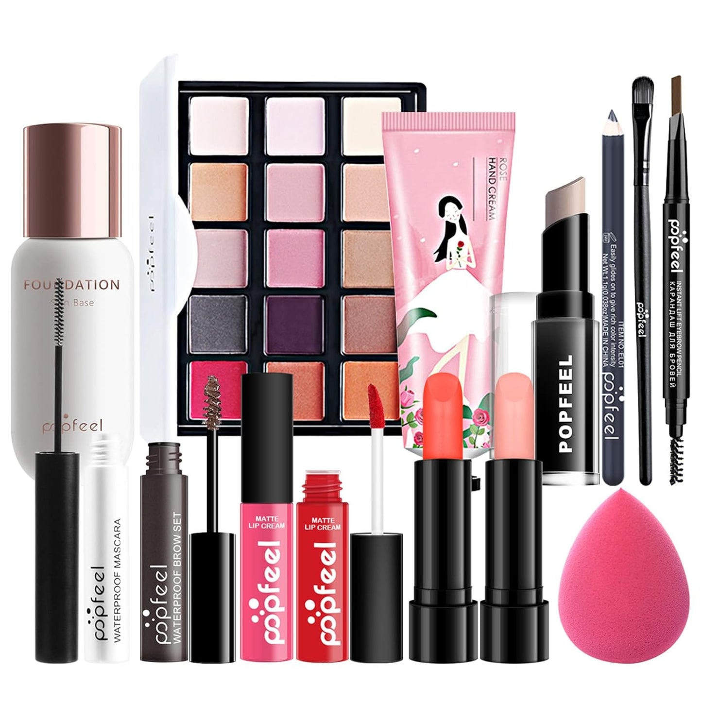 All-in-One Makeup Gift Set Carry All Makeup Kit Women Full Kit With Makeup Bag Lipgloss Lipstick Concealer Blush Foundation Face Powder Eyeshadow Palette Cosmetic Palette #2