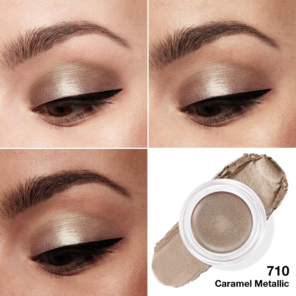 Cream Glitter Caramel Shimmer Metallic Eyeshadow Palette Makeup, Natural Single Mini Instant Holographic Eyeshadow For Women, Sombras Crema Para Ojos, Talc, Paraben & Cruelty Free, 710