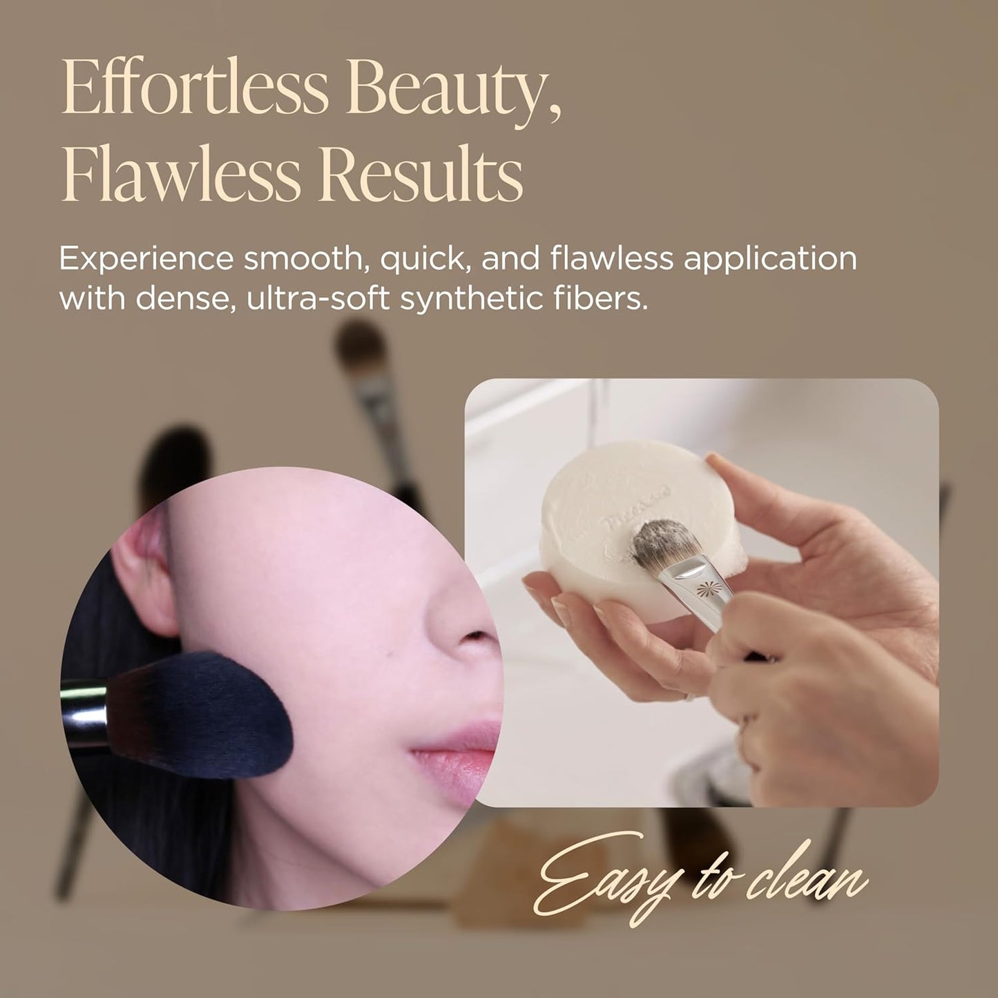 Piccasso 133 Fixing Powder Brush – Soft Synthetic Bristles for Setting Powder, Smooth and Flawless Face Makeup, Gentle Coverage for Pores and Texture, Korean Professional Makeup Brush for Daily Use